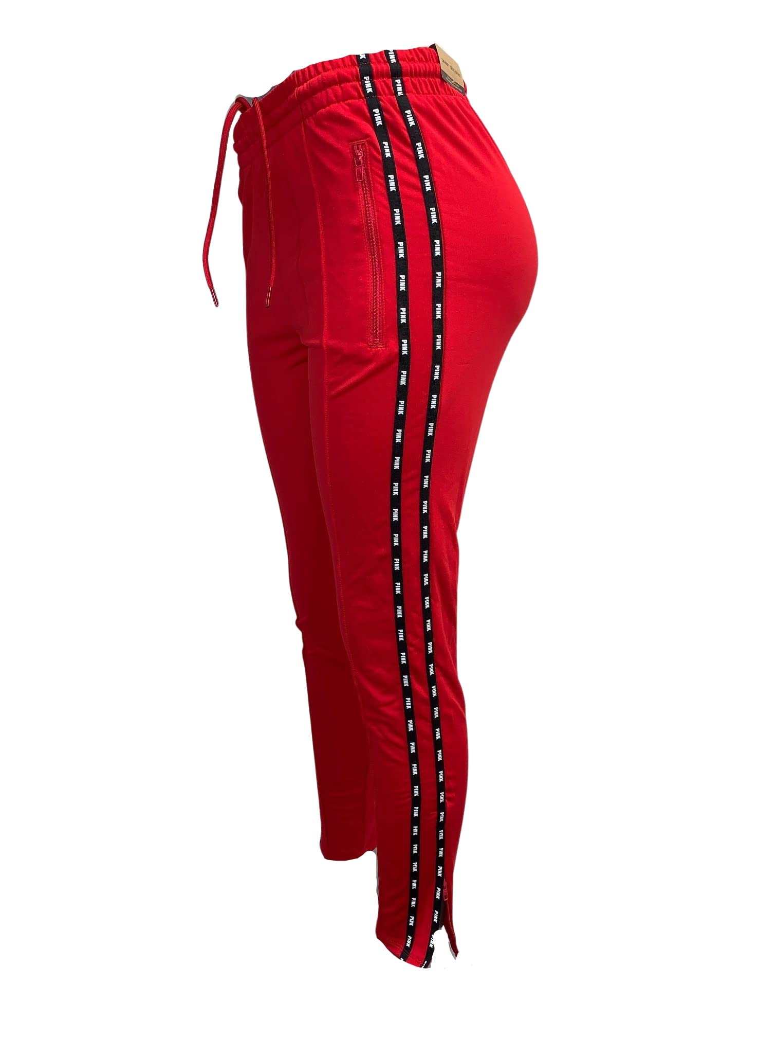 Women's Pink Active Skinny Track Pants - High Waist Yoga Running Workout Leggings for Gym, Jogging & Casual Wear (Small, Red)