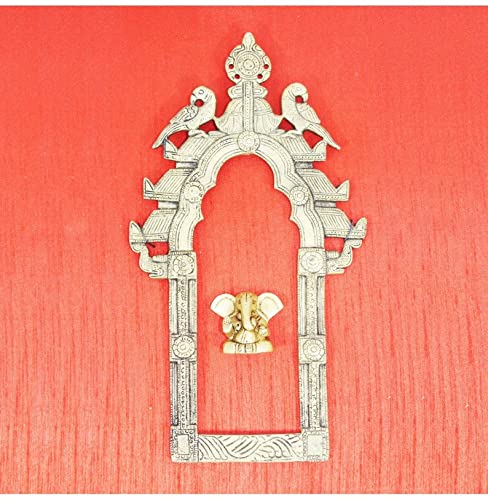 15 Inch Brass Prabhavali Wall Hanging Frame with Ganesha Idol - Handcrafted Temple Home Decor for Pooja Room, Meditation Space & Spiritual Wall Art