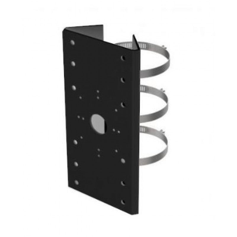 DS 1275ZJ SUS Black Pole Mounting Bracket with Clamps - Heavy Duty Stainless Steel Post Clamp for Outdoor Signage, Fencing & Solar Panel Installation