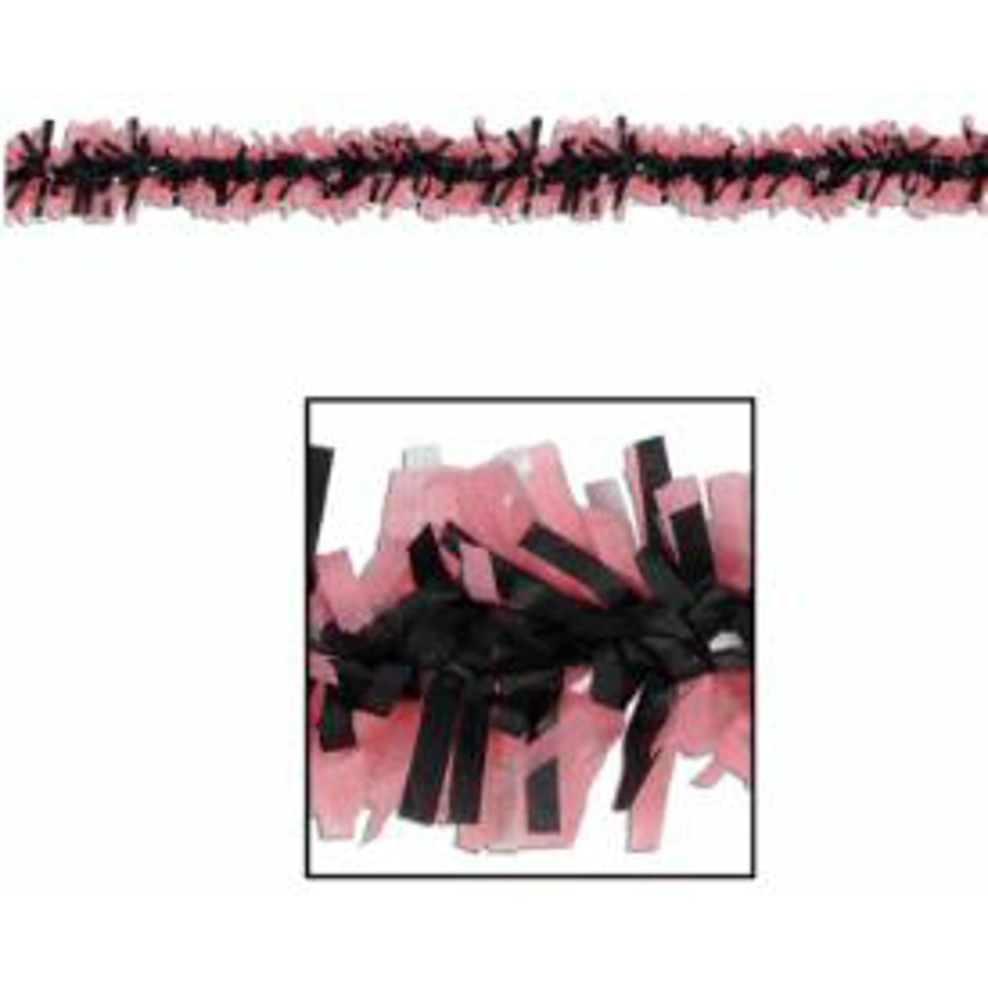 Creative Craft Fringe Ribbon 12 Feet - Decorative DIY Scarf Trim for Home Decor, Party Supplies, Gift Wrapping & Fashion Accessories (Dark Rose & Black)