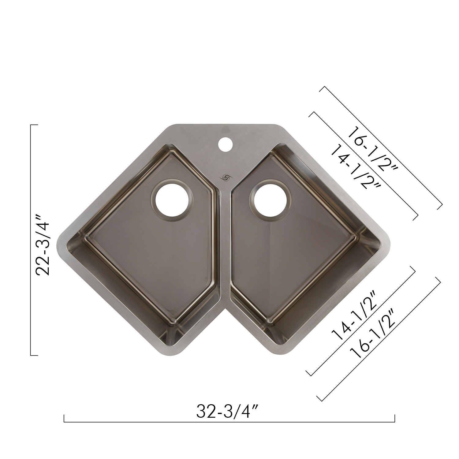 DAX 347 Handmade 16 Gauge Stainless Steel Double Bowl Undermount Kitchen Sink - 32.75