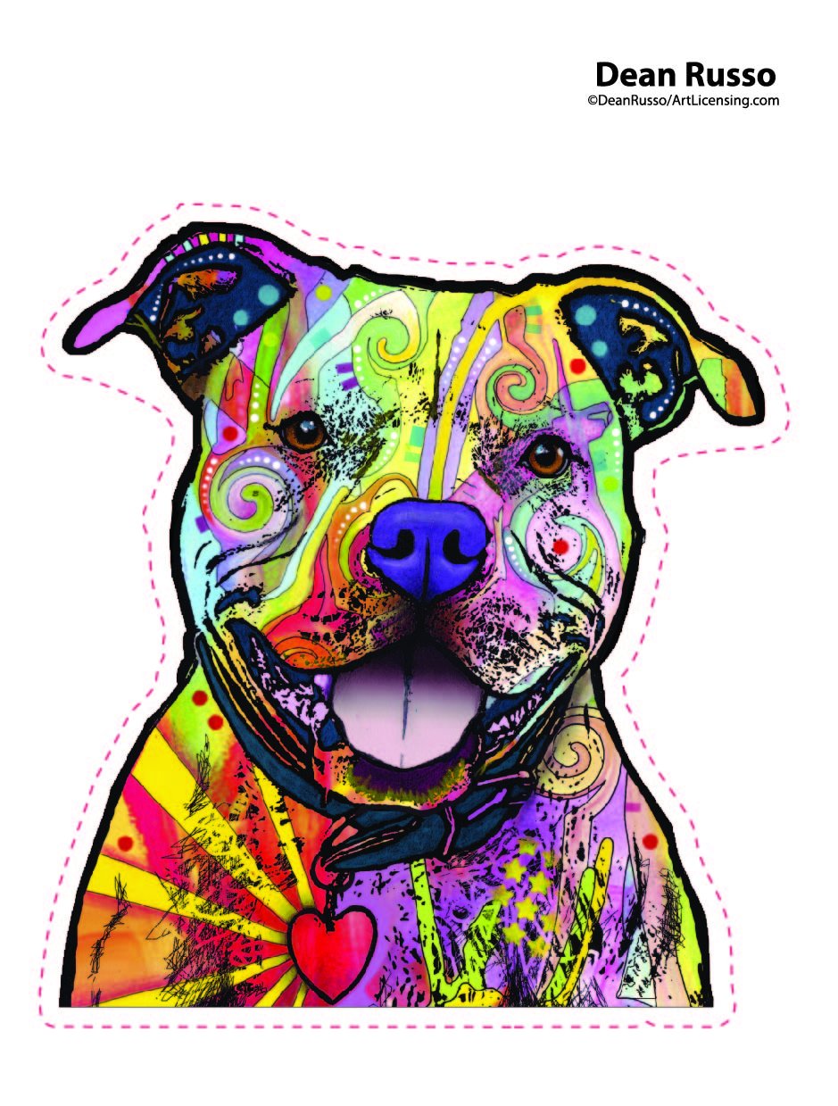 Dean Russo Pit Bull Car Stickers - Durable Outdoor Vinyl Decal for Windows, Bumpers, Laptops, Crafts, and Home Decor