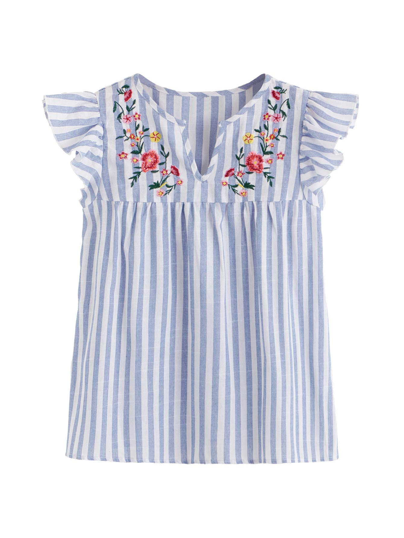 Floerns Women's Boho Embroidered Mexican Peasant Shirts - Stylish Babydoll Tops & Blouses for Casual Wear, Festivals & Summer Outfits