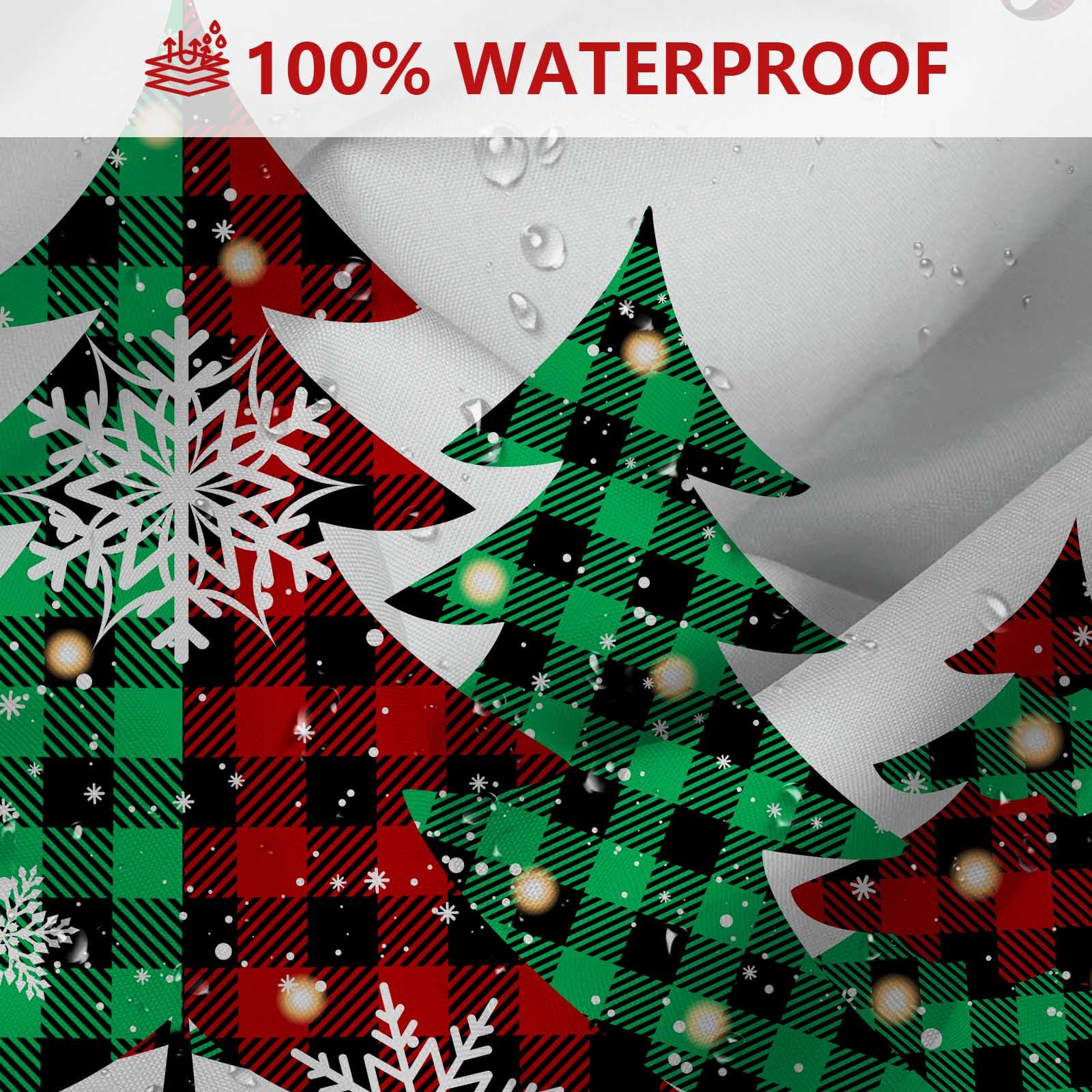 MEHOFOND 4-Piece Christmas Shower Curtain Set - Red Buffalo Plaid Bathroom Decor with Washable 72x72 Inch Shower Curtain, Rugs, Toilet Lid Cover & U-Shape Mat - Perfect for Holiday Bathroom Decorating & Festive Home Decor