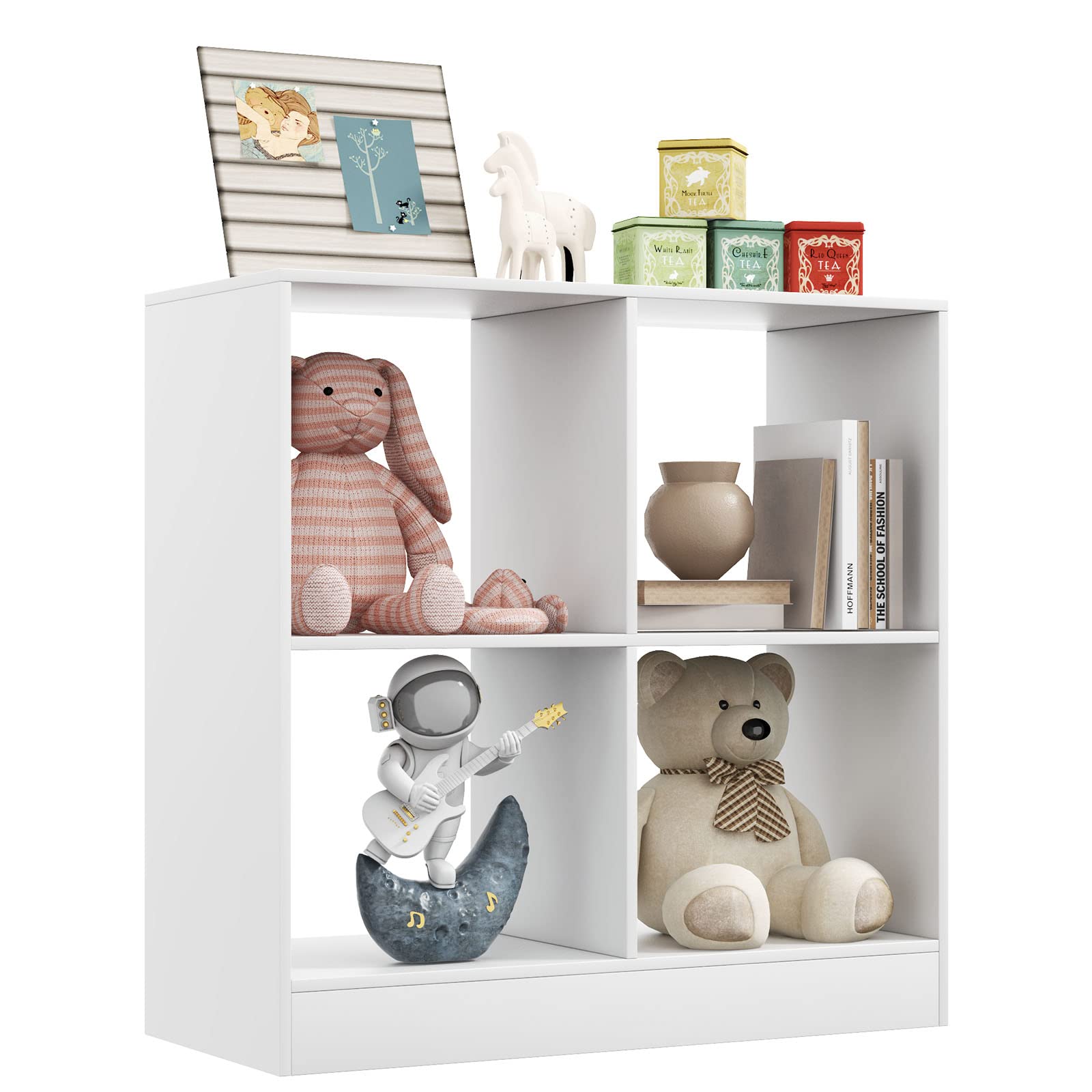 Costzon 4-Cube Wooden Toy Organizer & Bookshelf for Kids - White Storage Unit for Books, Toys, and Display - Perfect for Bedroom, Living Room, Nursery, and Playroom Organization