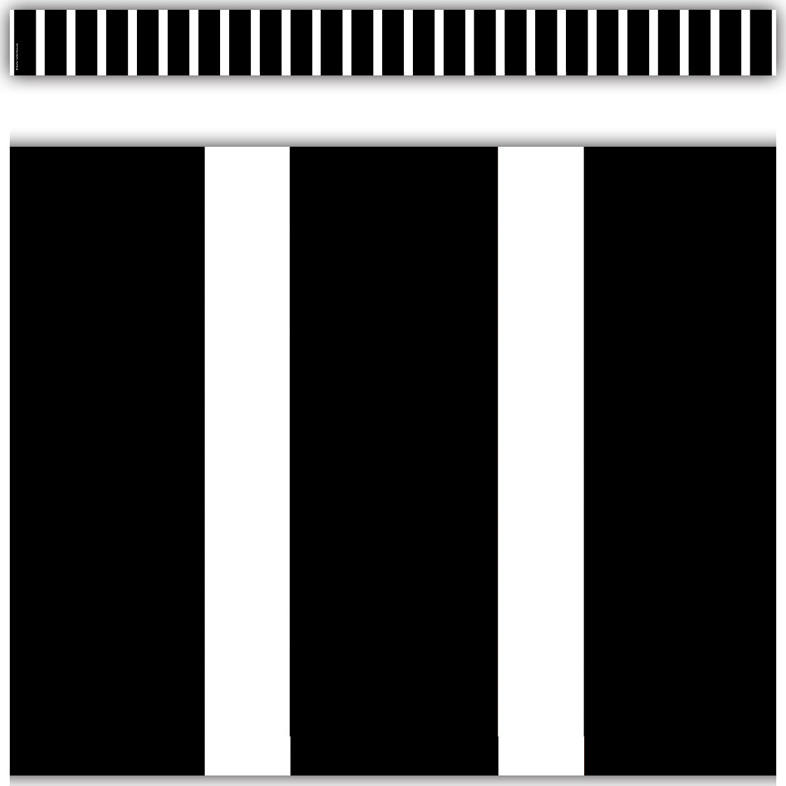 Black and White Vertical Stripes Straight Border Trim - Decorative Tape for Scrapbooking, DIY Crafts, and Home Decor