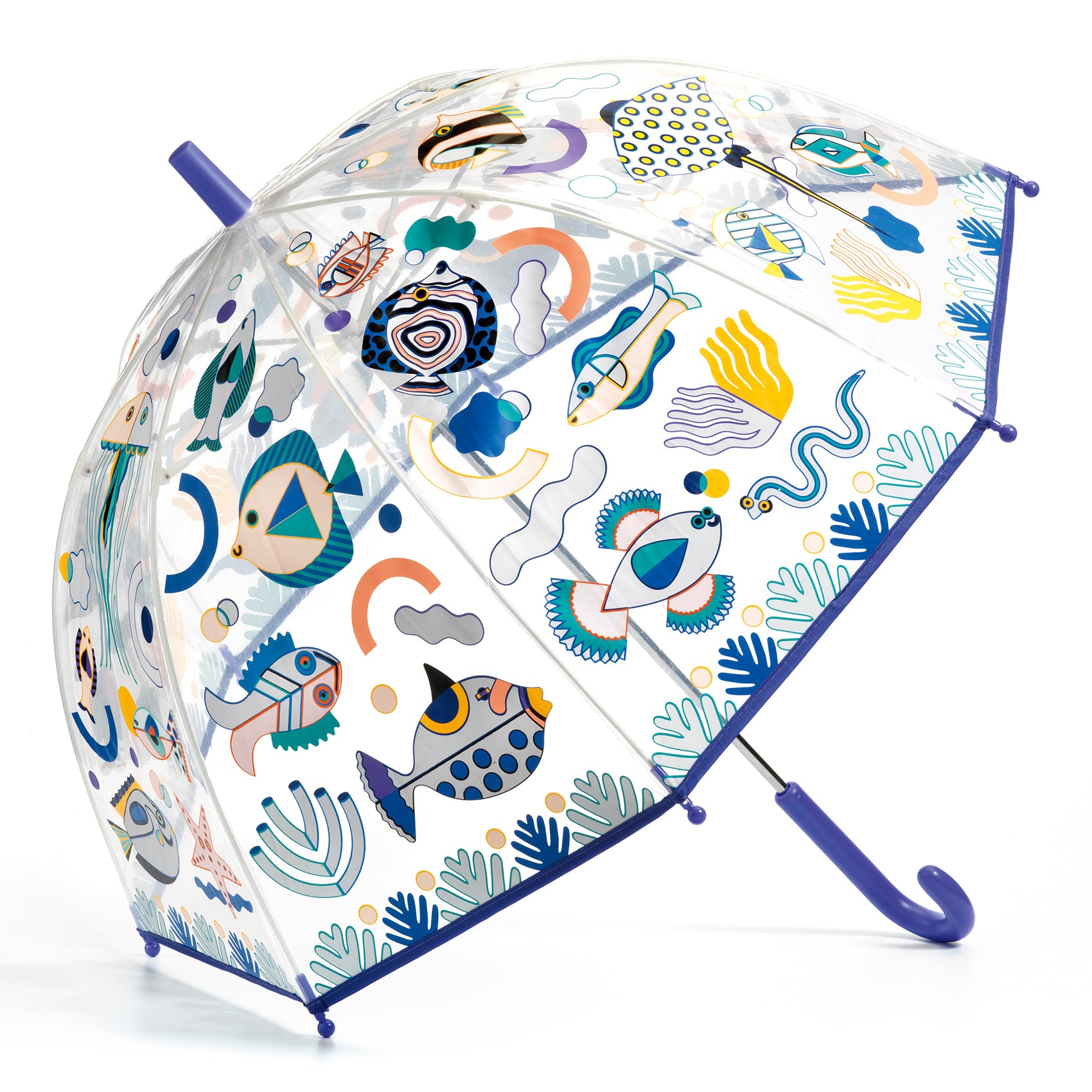 Djeco Color Changing Fish Umbrella - Fun & Unique Kids Rain Umbrella for Outdoor Play, Beach & Pool Parties
