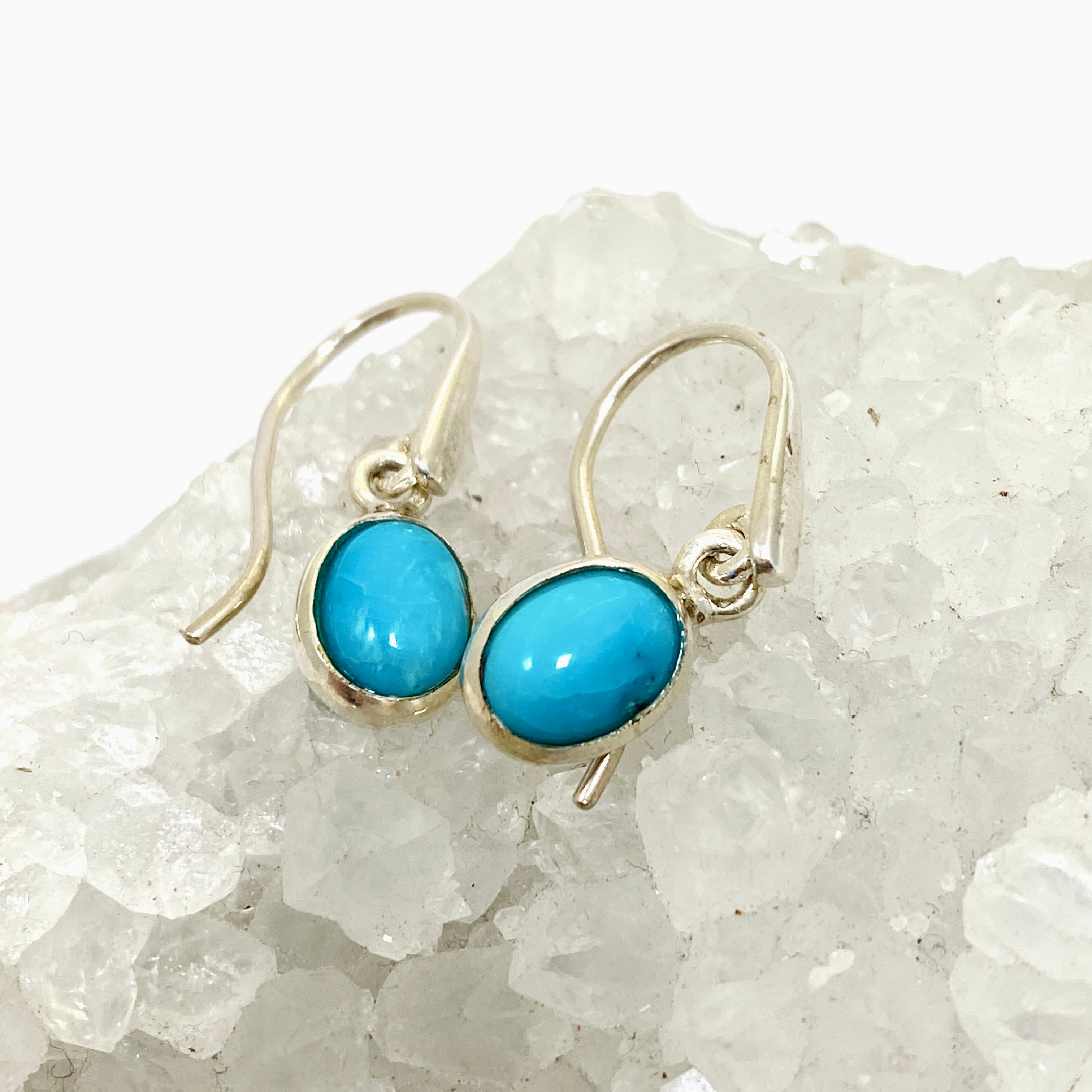 Arizona Turquoise Oval Cabochon Earrings for Women - Handmade Sterling Silver Dangle Earrings - Perfect for Boho, Western & Native American Jewelry Collections - Great for Parties, Weddings & Special Occasions