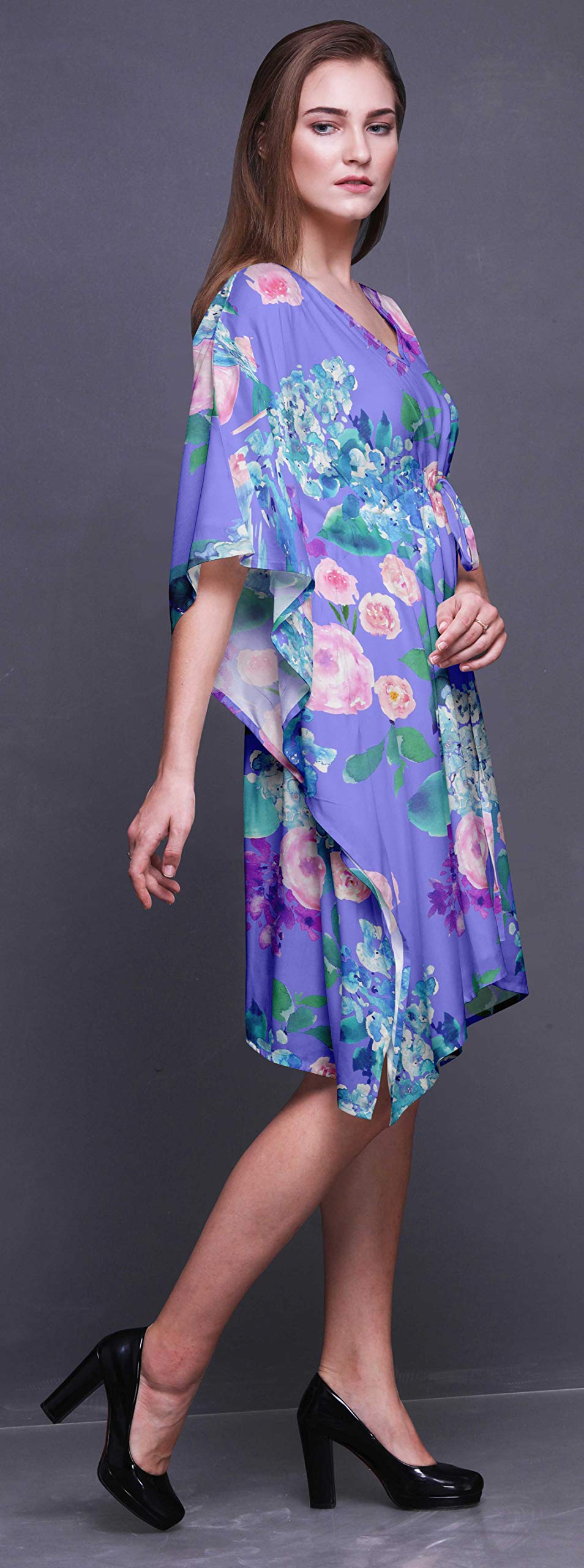 Bimba Women's Short Caftan Midi Dress - Beach Cover Up, Swimwear Wrap, Boho Summer Dress for Pool, Vacation & Resort Wear
