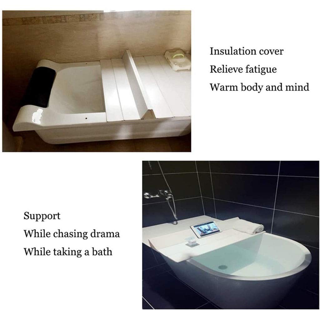 White PVC Folding Bathtub Tray Cover - 75×170×0.6cm Dustproof & Insulating Bath Lid - Perfect for Relaxing with Books, Wine or Spa Essentials in the Tub