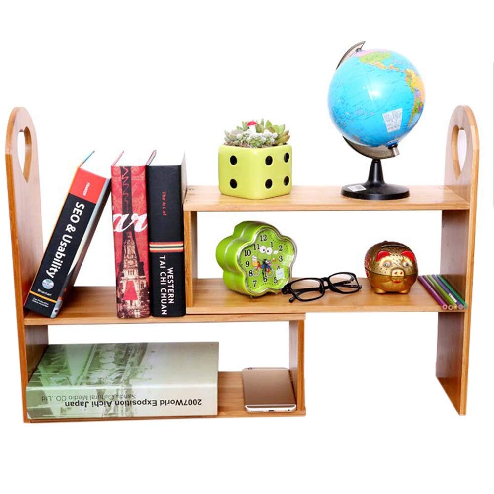 ZhaoXH - Adjustable Floating Shelves & Bamboo Desktop Organizer - Spice Rack, Standing Display Shelf for Kitchen, Bathroom, Office Storage - Perfect for Organizing Seasonings, Books & Decor Items