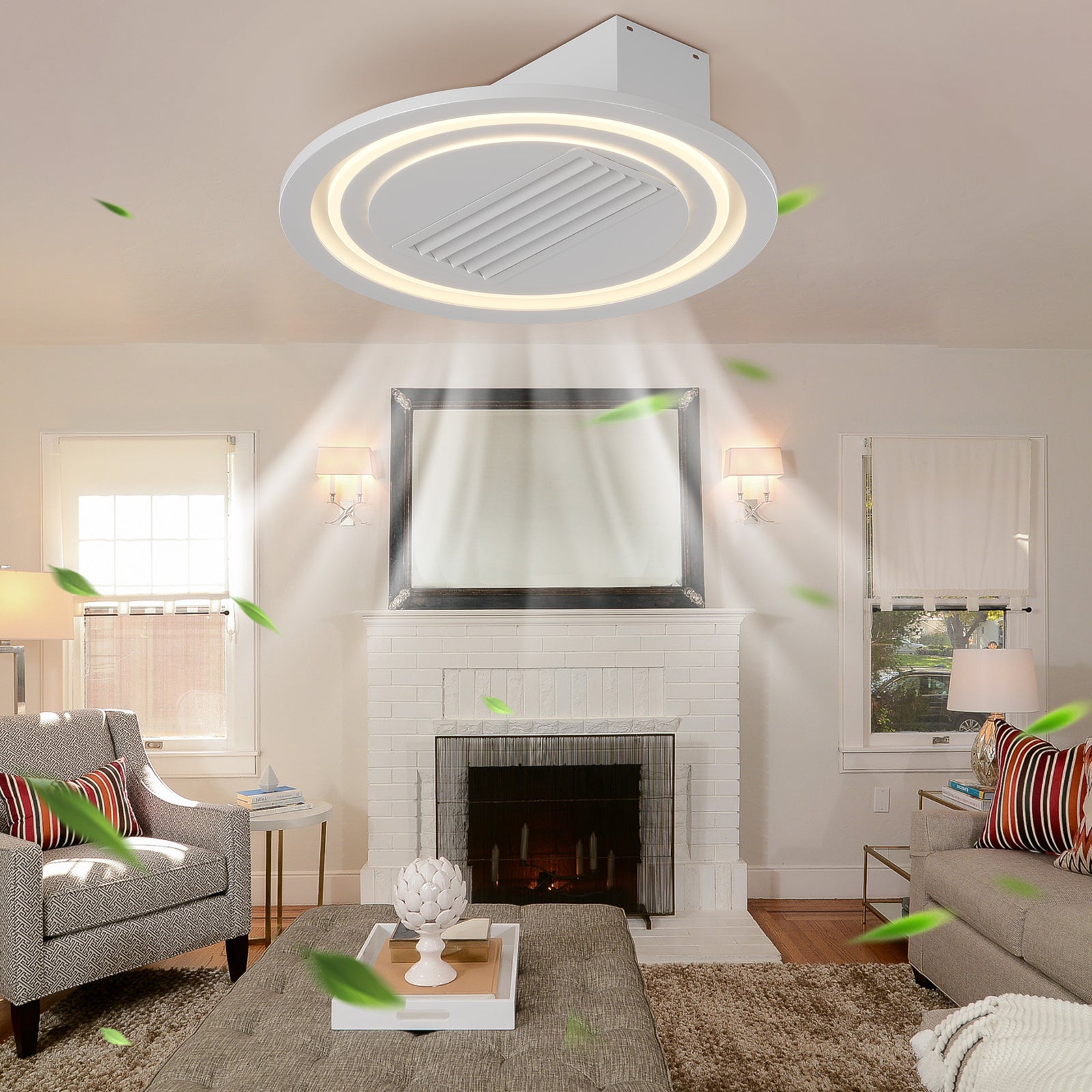 22 Inch Modern Leafless Ceiling Fan with Remote Control - Reversible Motor, Removable & Washable - Perfect for Bedroom, Living Room, and Office Spaces