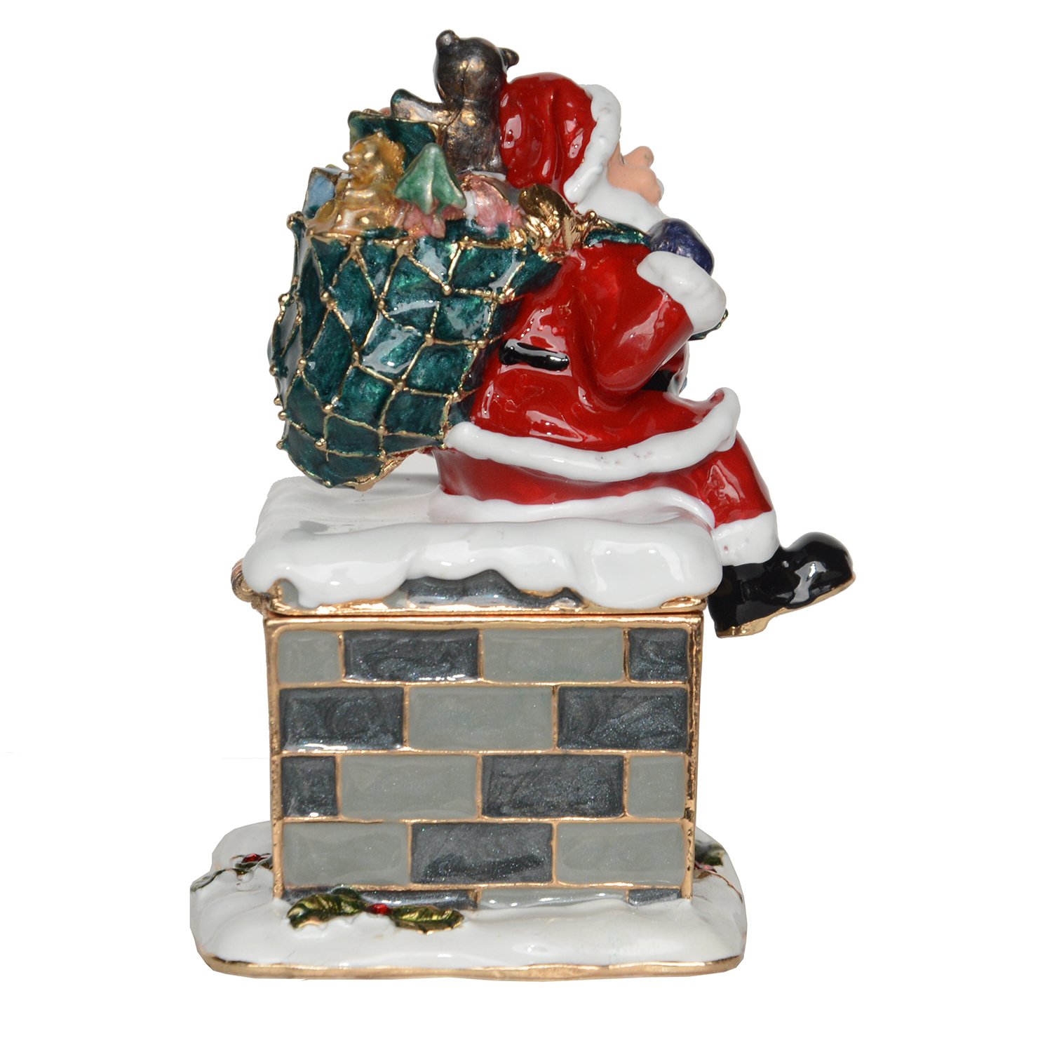 Hand-Painted Christmas Ornament Trinket Box - Hinged Lid Jewelry Storage Box for Rings & Earrings, Holiday Decorative Collectible Figurine | Perfect for Holiday Gifts, Christmas Tree Decor & Jewelry Organization