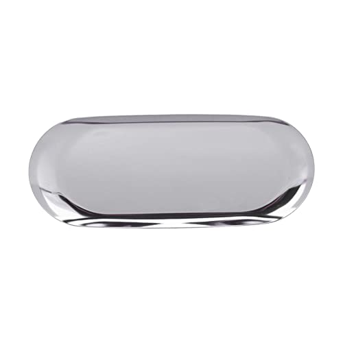 Elegant Oval Jewelry Tray with Polished Edge - Vacuum Plated Mirror Finish Alloy Desktop Organizer for Rings, Earrings & Perfume Bottles | Perfect for Vanity, Dresser & Bathroom Decor