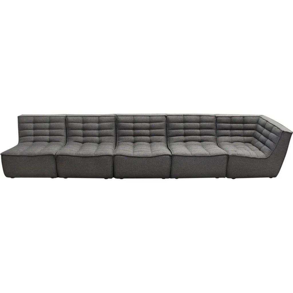 5-Piece Grey Corner Modular Sectional Sofa Set - Modern L-Shaped Couch for Living Room, Lounge & Home Theater