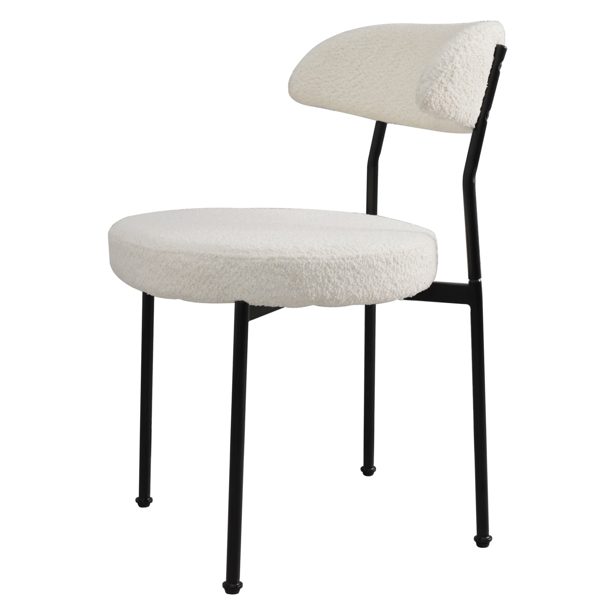 Boucle Upholstered Dining Chairs Set of 2 - Modern Curved Backrest & Sturdy Metal Legs, Beige Velvet Fabric for Dining Room, Kitchen, or Home Office