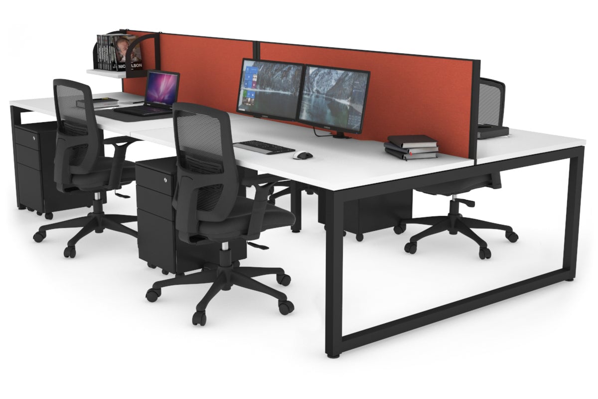 Quadro Loop Legs 4 Person Office Workstation - 1800L x 800W with Cable Management Scallop - Ideal for Collaborative Workspaces & Open Office Environments