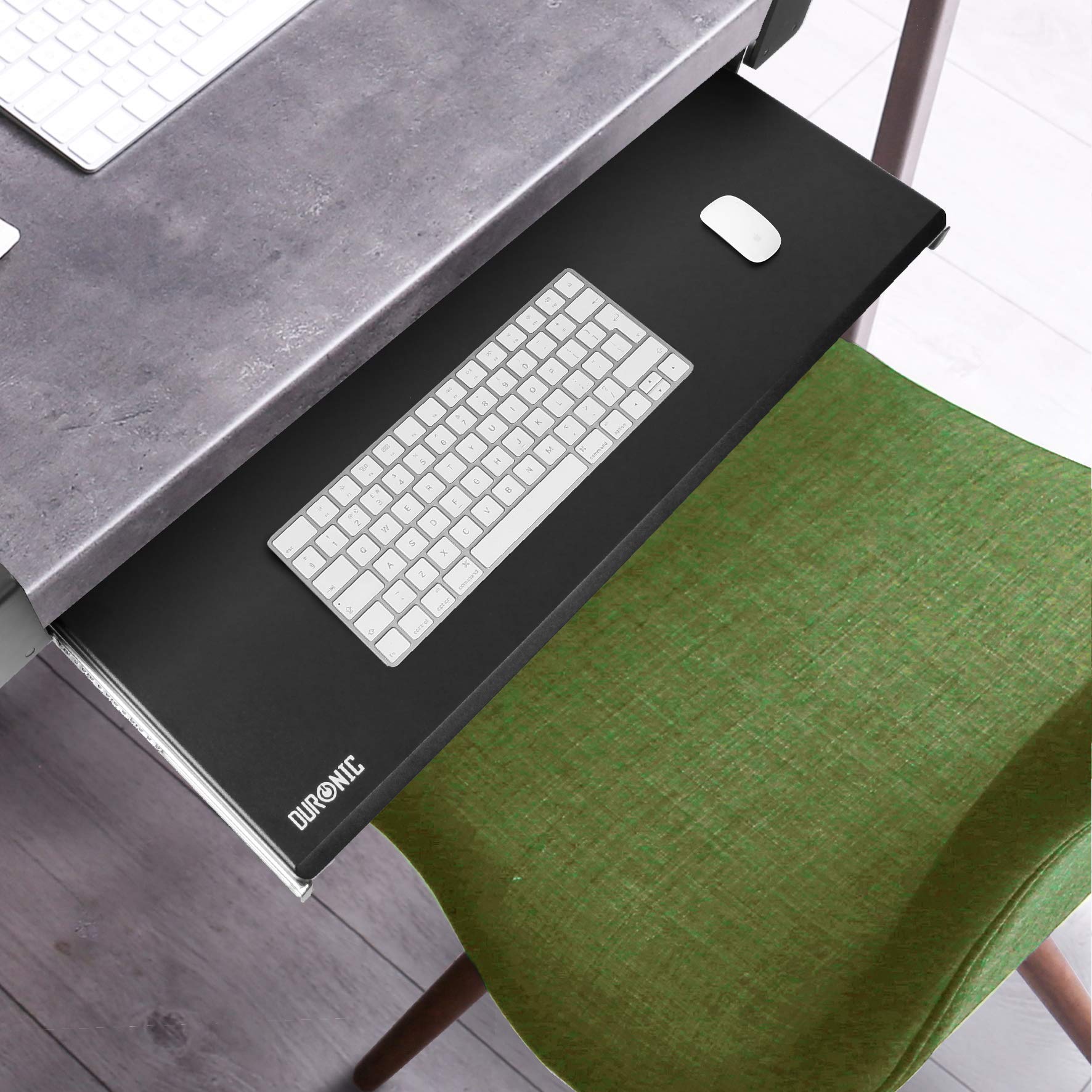 Duronic DKTPX1 Ergonomic Keyboard Tray Under Desk - Adjustable Pull Out Drawer for Keyboard & Mouse, Improves Posture - Perfect for Home Office, Gaming Setup & Workspace Organization