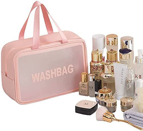 HIMART 3-Piece Pink Makeup Pouch Set for Women - Travel & Home Organizer
