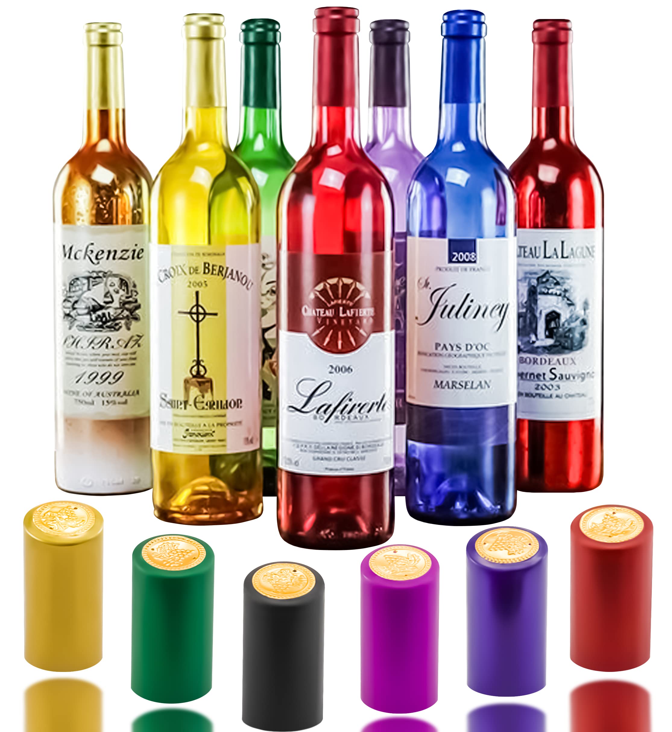 MotBach 240 Pcs Heat Shrink Caps for Wine Bottles - Premium Wine Bottle Shrink Wrap & Tops for Wine Cellars, Home Brewing, and DIY Wine Making - Perfect for Sealing, Preserving, and Gifting Wine Bottles