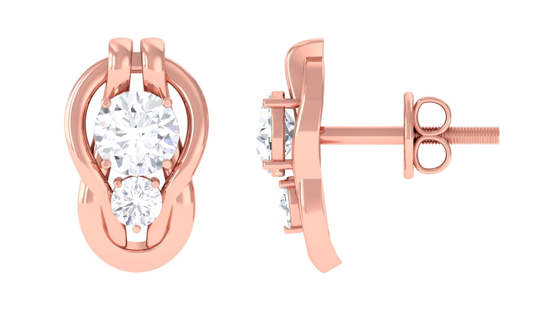 0.75 CT Dainty Cubic Zircon Stud Earrings for Women - 10K Solid Gold Infinity Stud Earrings | Elegant Everyday Jewelry, Perfect Gift for Birthdays & Anniversaries