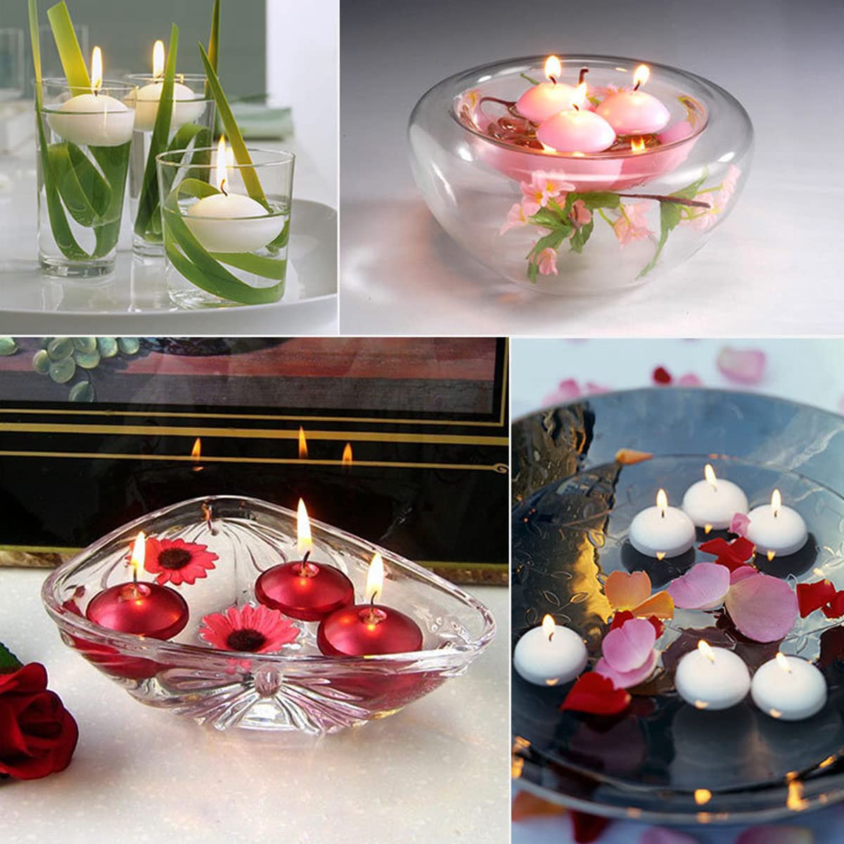 30 Unscented Floating Tea Wax Candles - Smokeless Water Candles for Weddings, Pools, Spas, Valentine's Day, Bathtub, Dinner & Christmas Decorations (Red) - Perfect for Romantic Ambiance, Relaxing Baths & Party Centerpieces