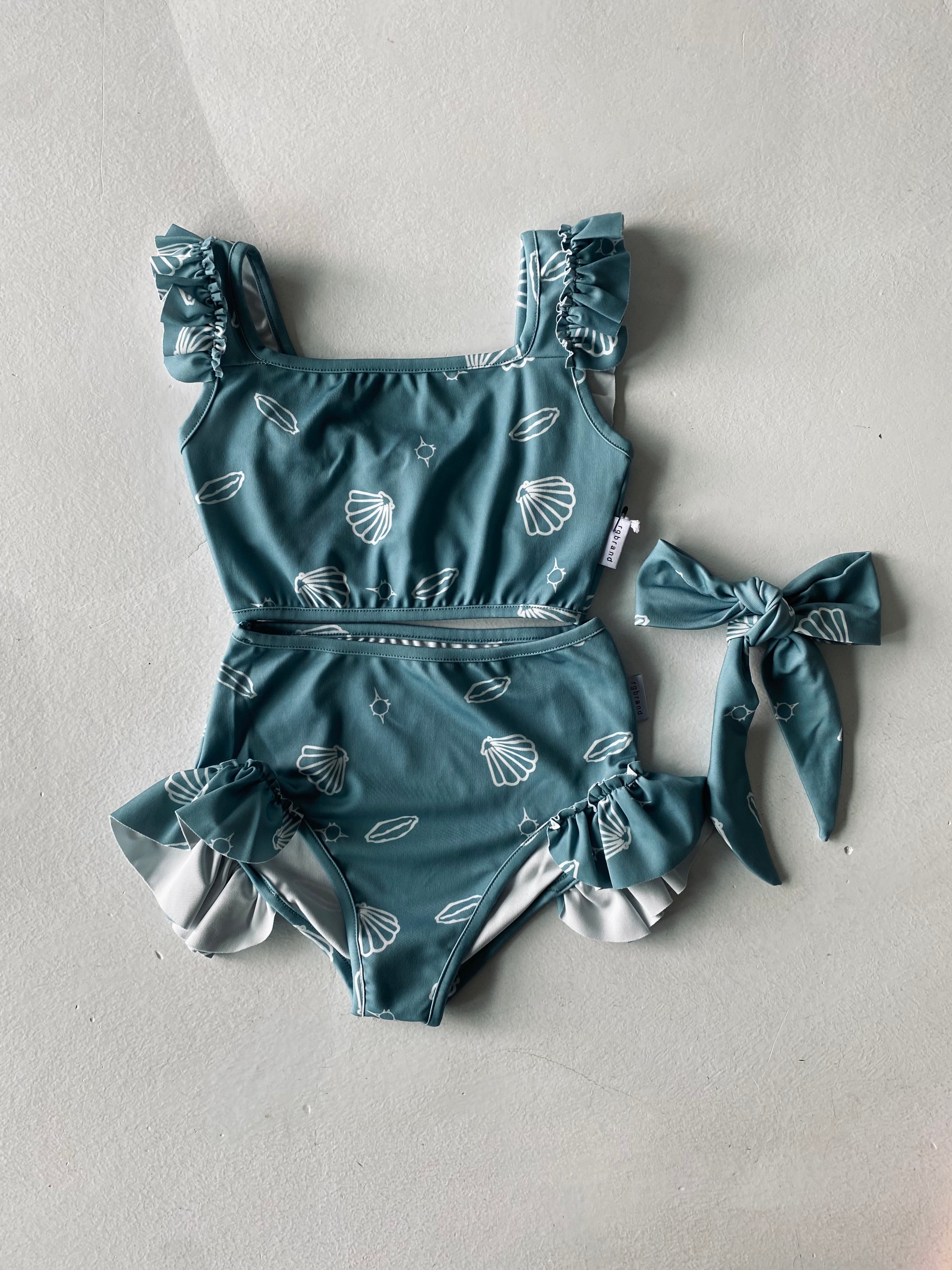Girl's Ruffle Tank Top, Shorts & Hair Clip Set - Cute Summer Outfit for Playdates, Beach & Birthday Parties