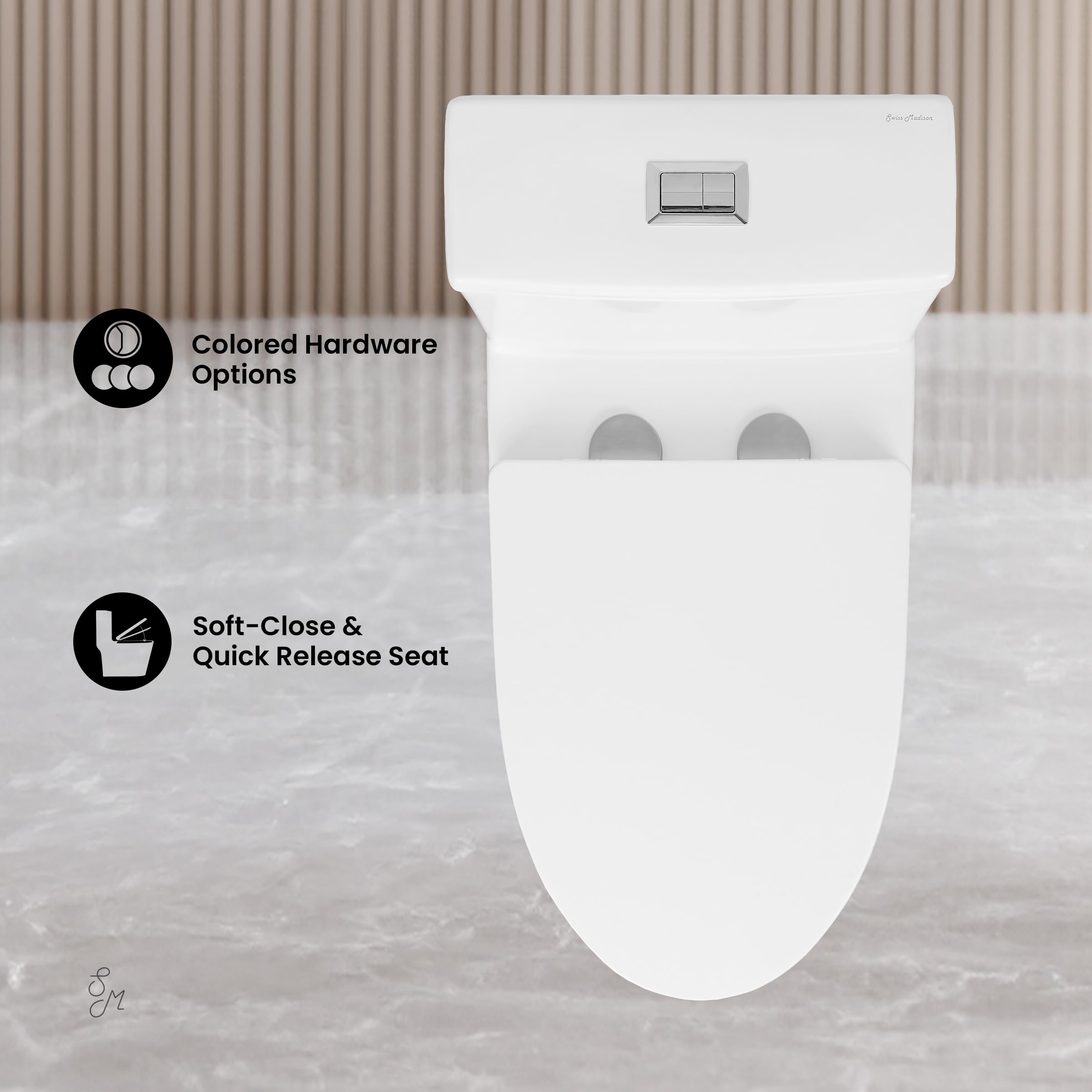 Swiss Madison Dreux One Piece Toilet - Modern ADA Compliant Bathroom Toilet with Elongated Bowl & Dual Flush (0.95/1.26 GPF) in Glossy White - Perfect for Small Bathrooms, Apartments & Modern Home Renovations