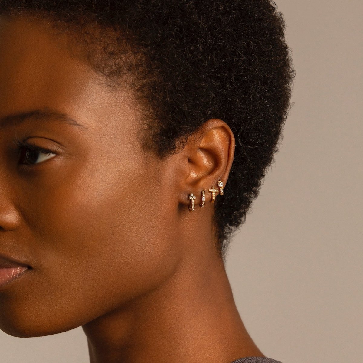 Clover Pavé Huggie Earrings - Sterling Silver Small Hoop Earrings for Women - Perfect for Everyday Wear & Special Occasions