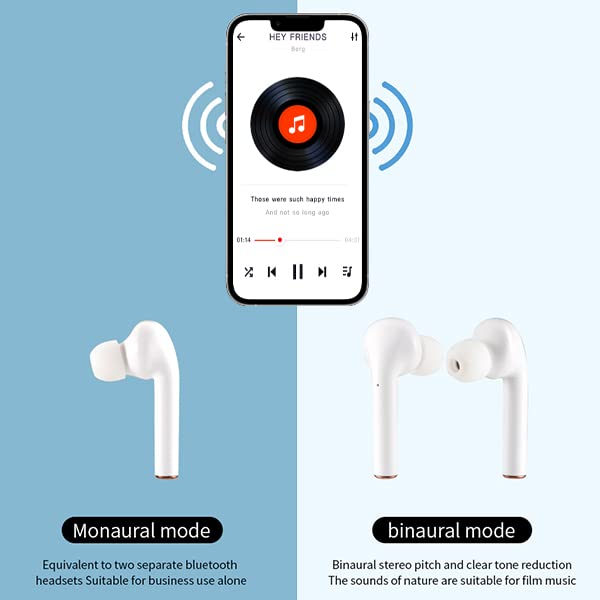 J3 Wireless Bluetooth Earbuds with Smart Touch Control - Noise Cancelling Headphones with Monaural/Binaural Modes (White) | Perfect for Workouts, Commuting & Hands-Free Calls