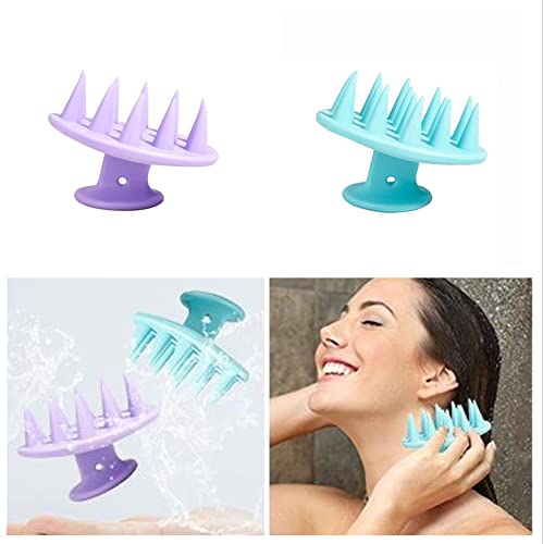 Silicone Scalp Massager Brush - Hair Shampoo & Shower Brush for Dandruff & Scalp Care - Exfoliating Head Scrubber for Thick Curly Hair - Purple (1pc) - Perfect for Relaxing Head Massage & Deep Cleansing in Shower