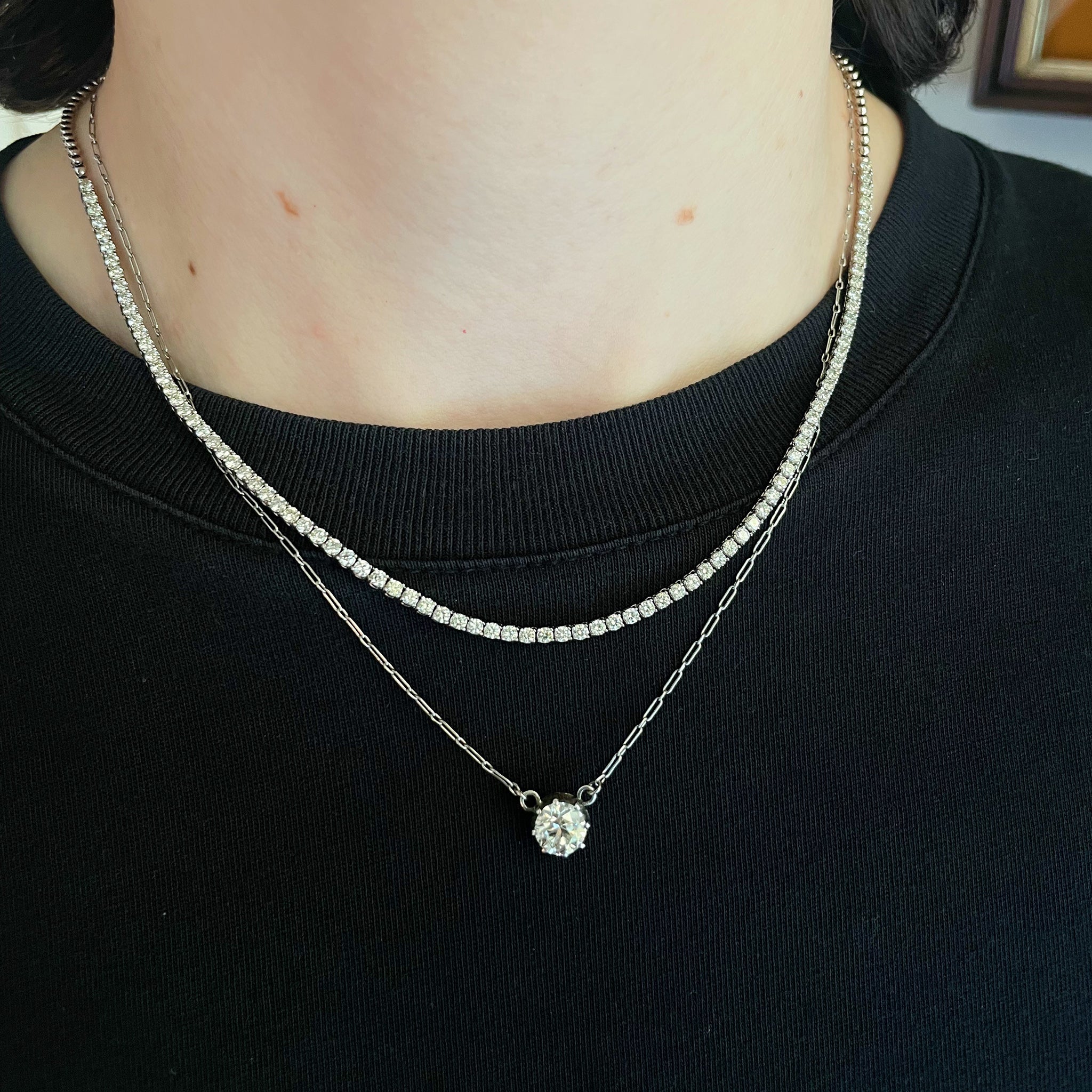 3ctw Diamond Tennis Necklace in 14K White Gold - Elegant Jewelry for Women, Perfect for Weddings, Parties & Special Occasions