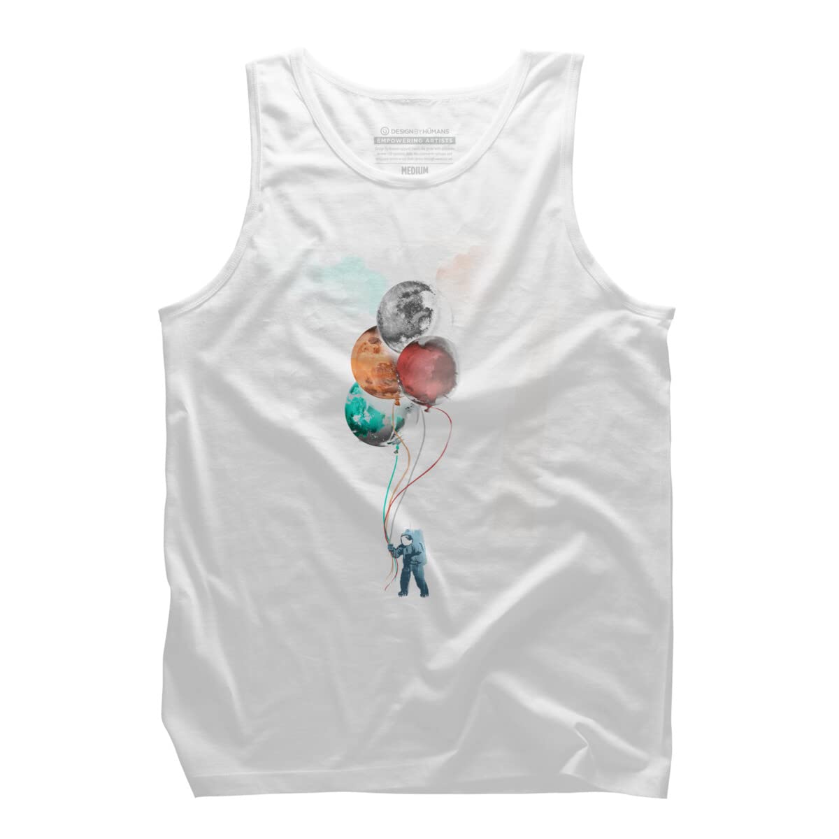 Design By Humans Men's The Spaceman's Trip by Gloopz Graphic Tank Top - Space Themed Casual Tee for Summer Outings & Sci-Fi Events
