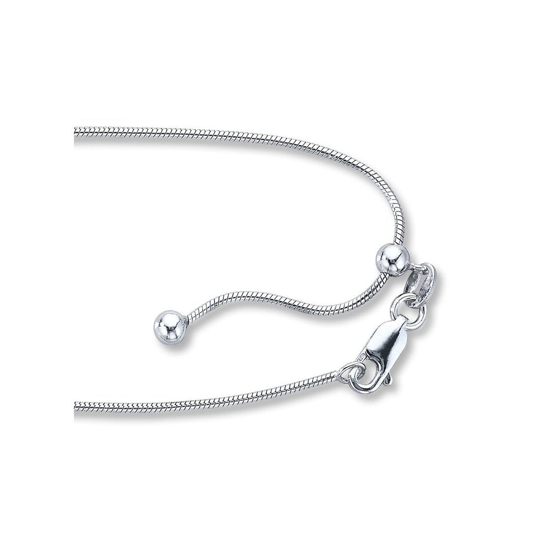 1MM Adjustable Snake Rhodium Chain .925 Solid Sterling Silver Necklace - 22 Inch Length for Women & Men - Perfect for Layering, Gifting & Everyday Wear