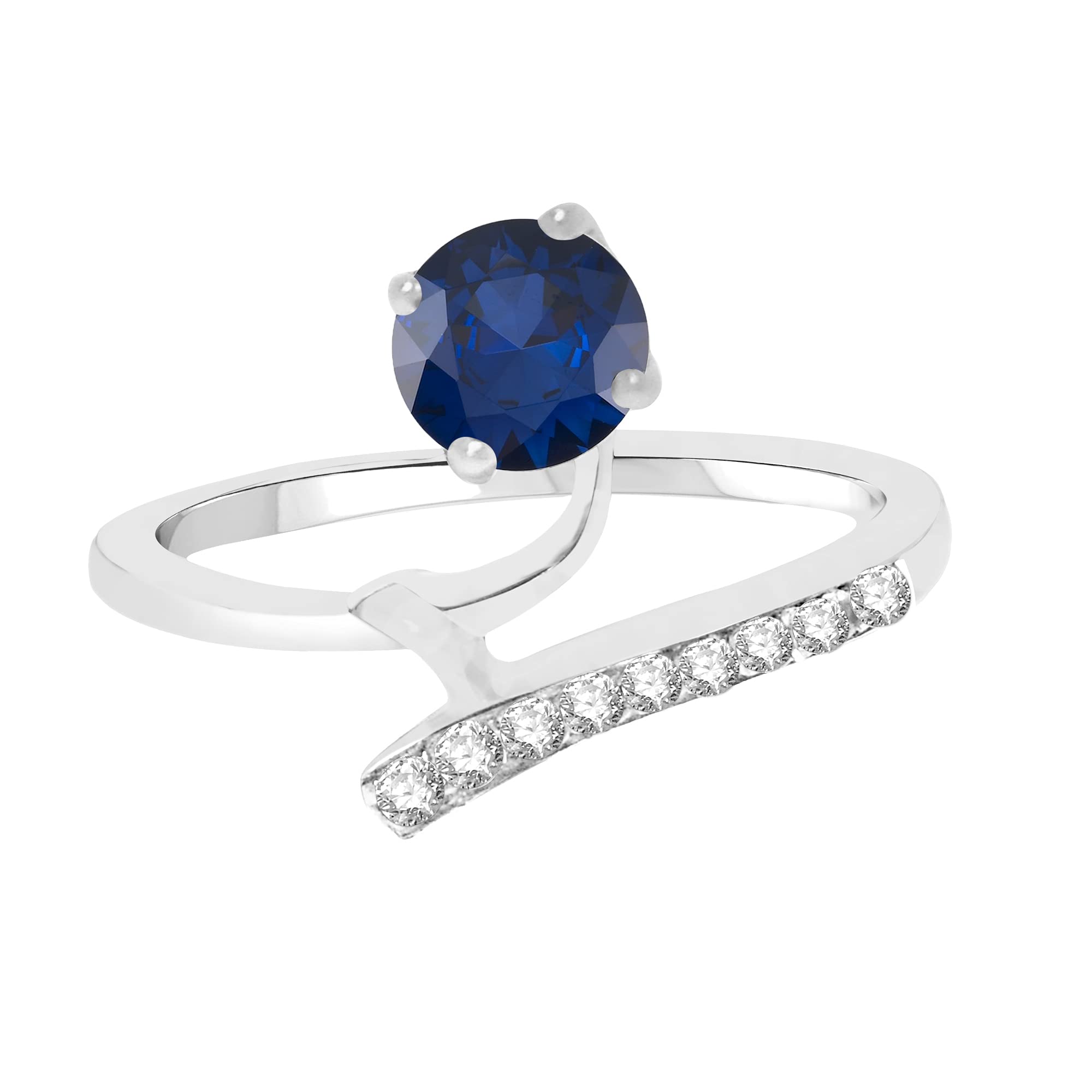 Women's Sterling Silver Bypass Ring with Natural White Topaz & Gemstone Options | Elegant Jewelry for Weddings, Anniversaries & Special Occasions