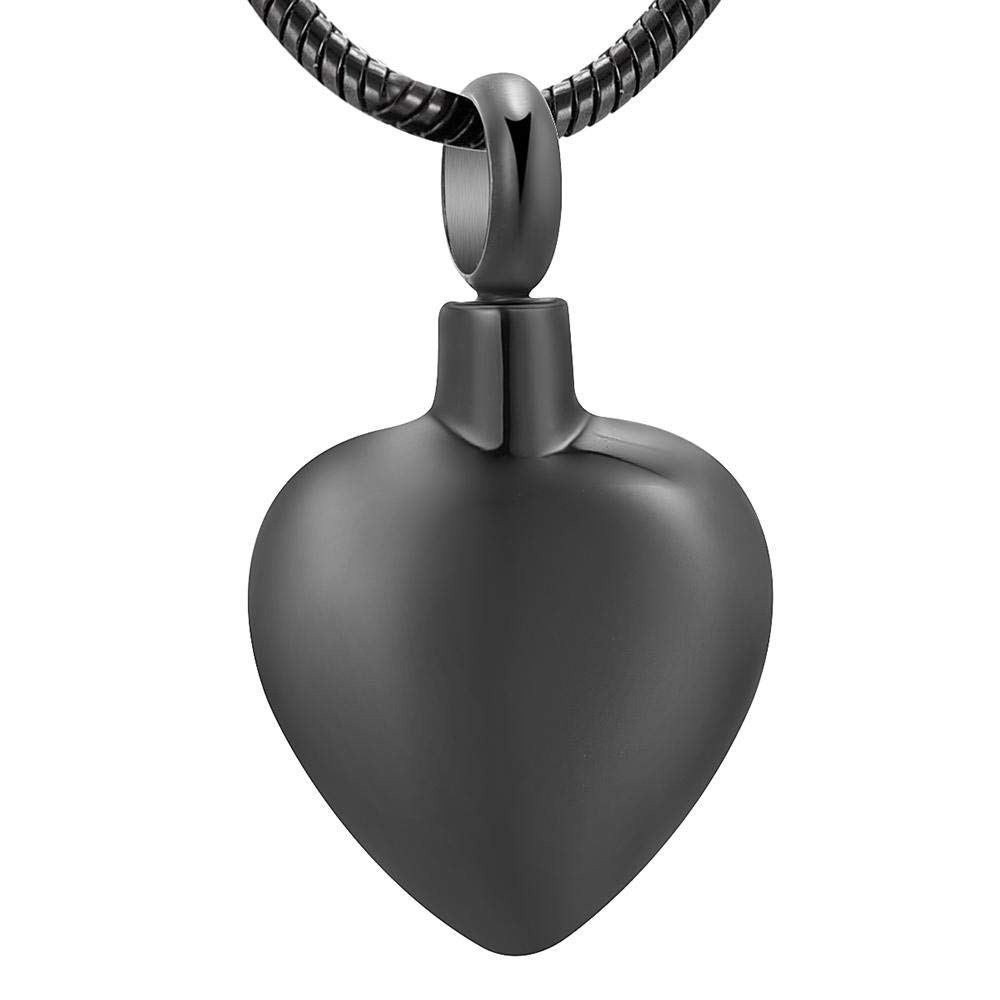 Heart-Shaped 316L Stainless Steel Cremation Necklace for Ashes - Memorial Urn Pendant for Women, Funeral Keepsake Gift (Black, 3-Piece Set) - Perfect for Honoring Loved Ones at Memorials & Special Occasions