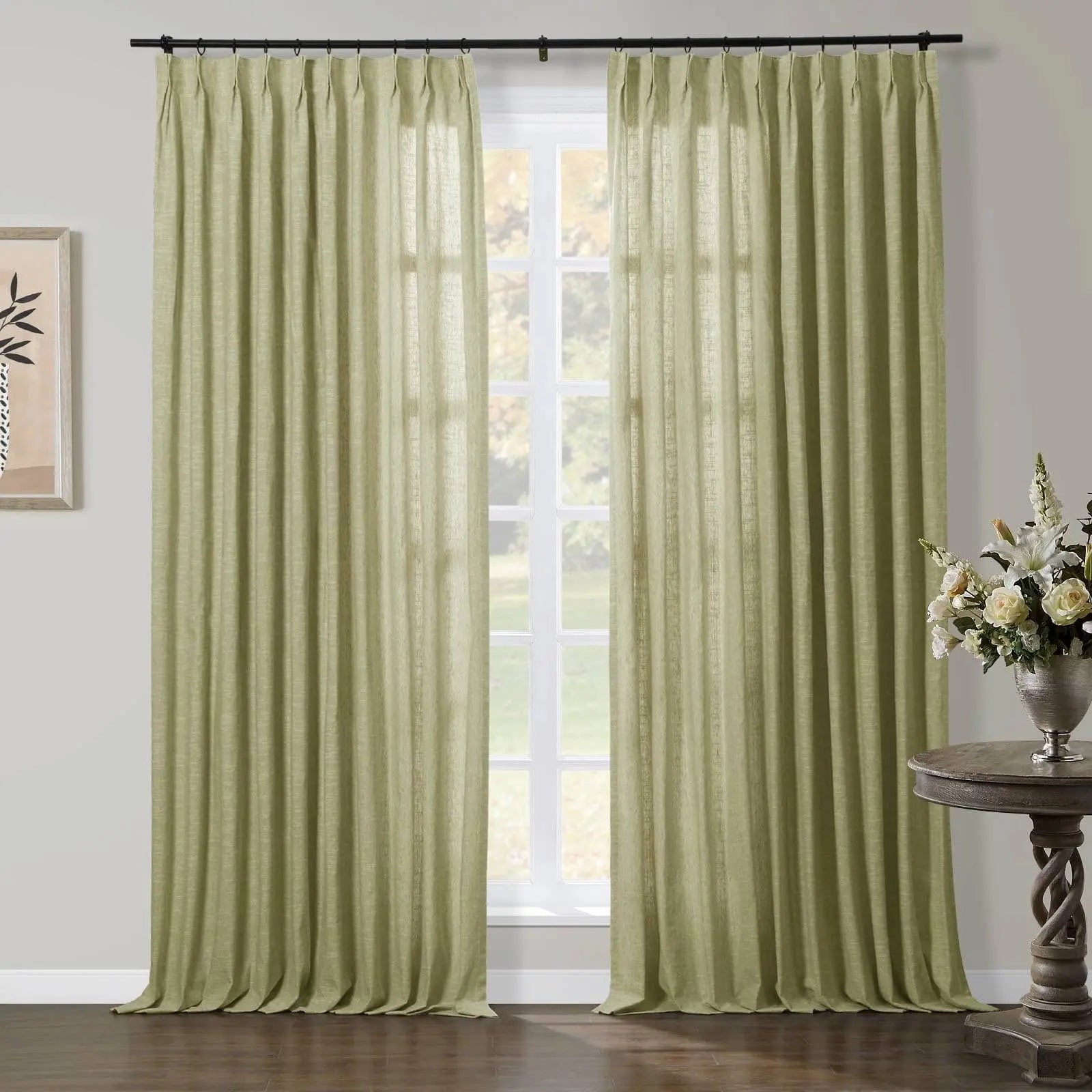 Luxury Linen Cotton Pleated Curtains - Blackout Drapes for Living Room & Bedroom - Elegant Home Decor Window Treatments