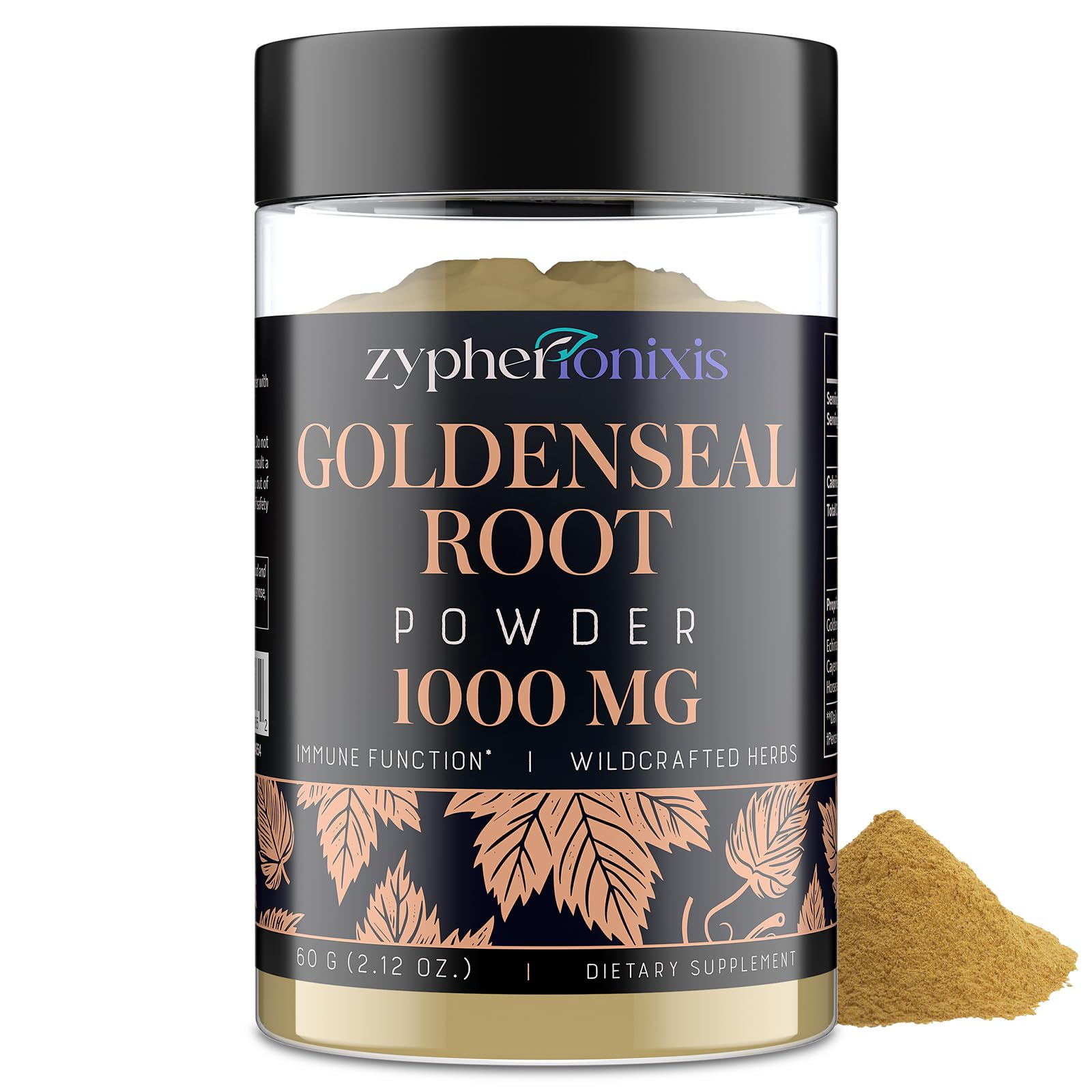 Organic Goldenseal Root Powder 1000mg - Pure Herbal Supplement for Immune Support & Gut Health, Gluten-Free, Natural Goldenseal Powder - 60 Servings (1 Bottle) | Immune Booster, Digestive Aid & Natural Wellness Support