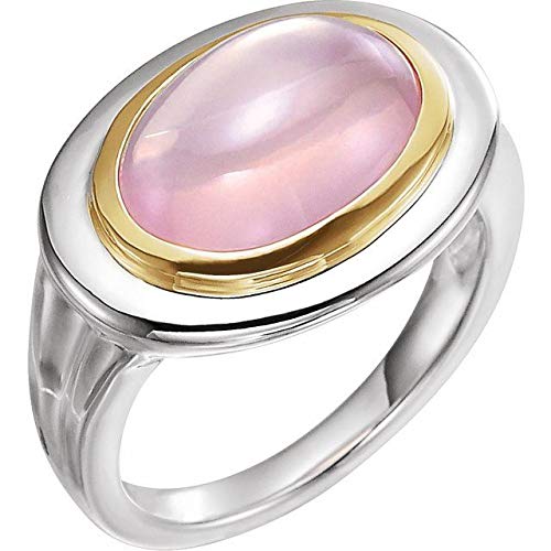 925 Sterling Silver 14k Yellow Gold Rose Quartz Ring for Women | Dainty Fine Jewelry Gift for Her | Valentine's Day, Anniversary & Birthday Present