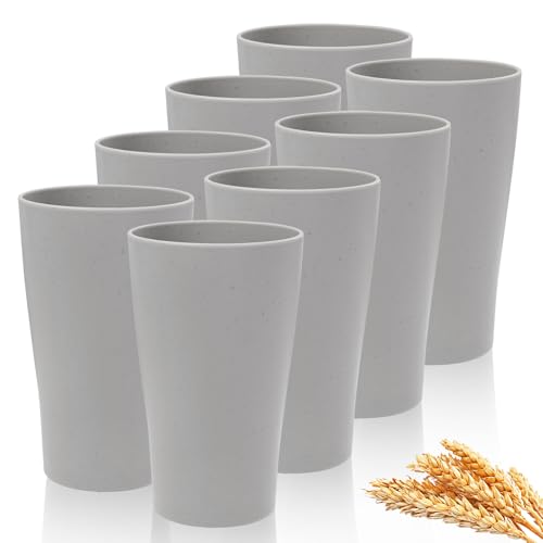 8pcs Grey Wheat Straw Cups