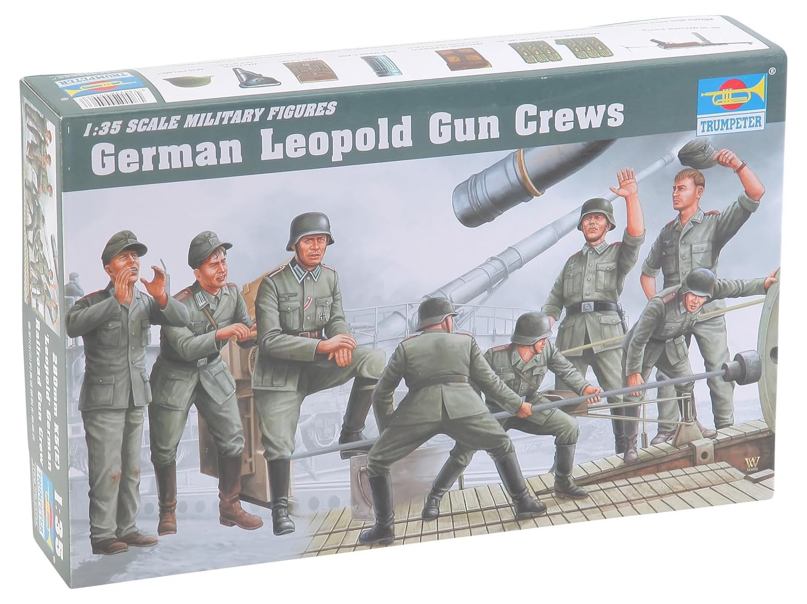 1/35 Scale Trumpeter German Leopold Railway Gun Crew Figure Set - 8-Pack Military Model Kit for WWII Diorama & Historical Collectors
