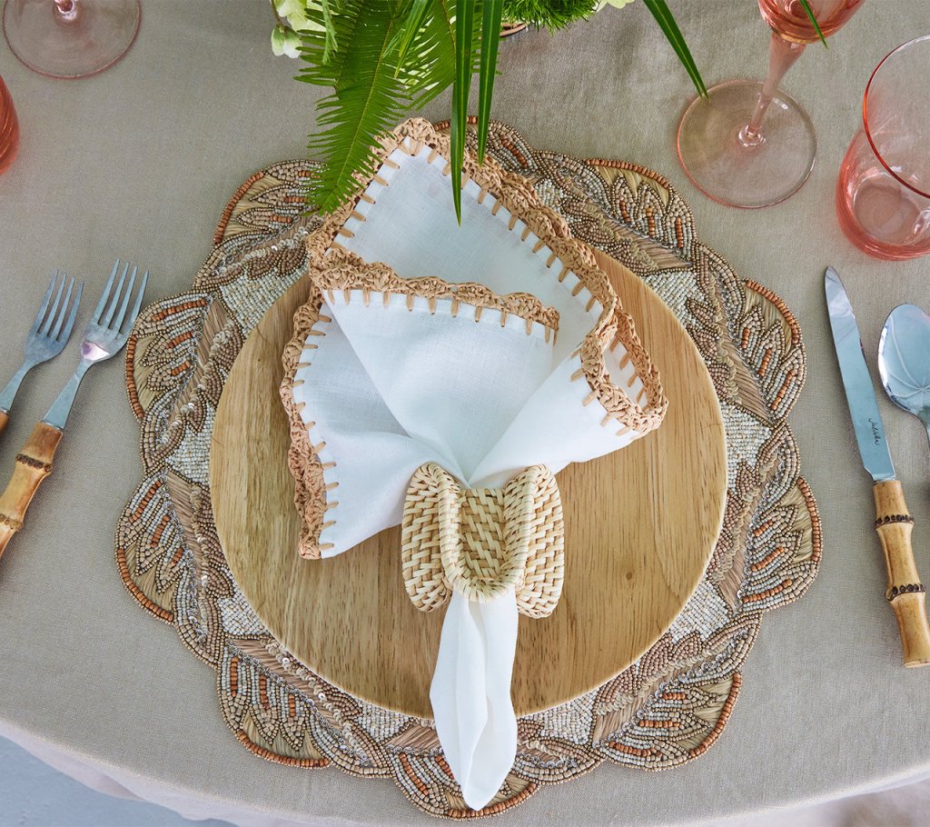 Elegant Natural Ruffle Napkin Rings Set of 4 - Perfect for Wedding, Dinner Party & Holiday Table Decor