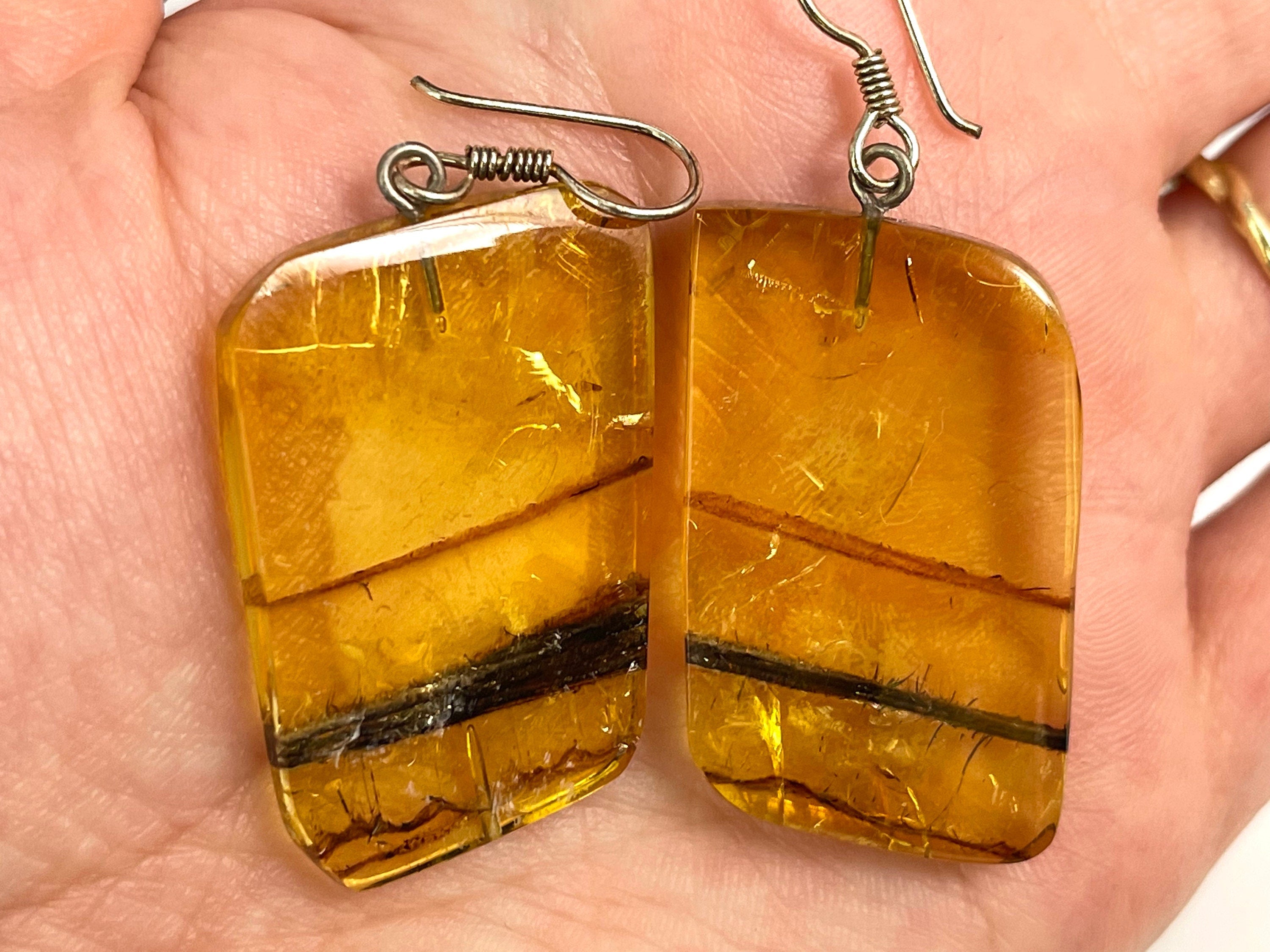 AMBER Crystal Earrings - Handmade Healing Jewelry with Natural Stones | Elegant Dangle Statement Earrings for Women | Perfect for Spiritual Healing, Meditation & Special Occasions