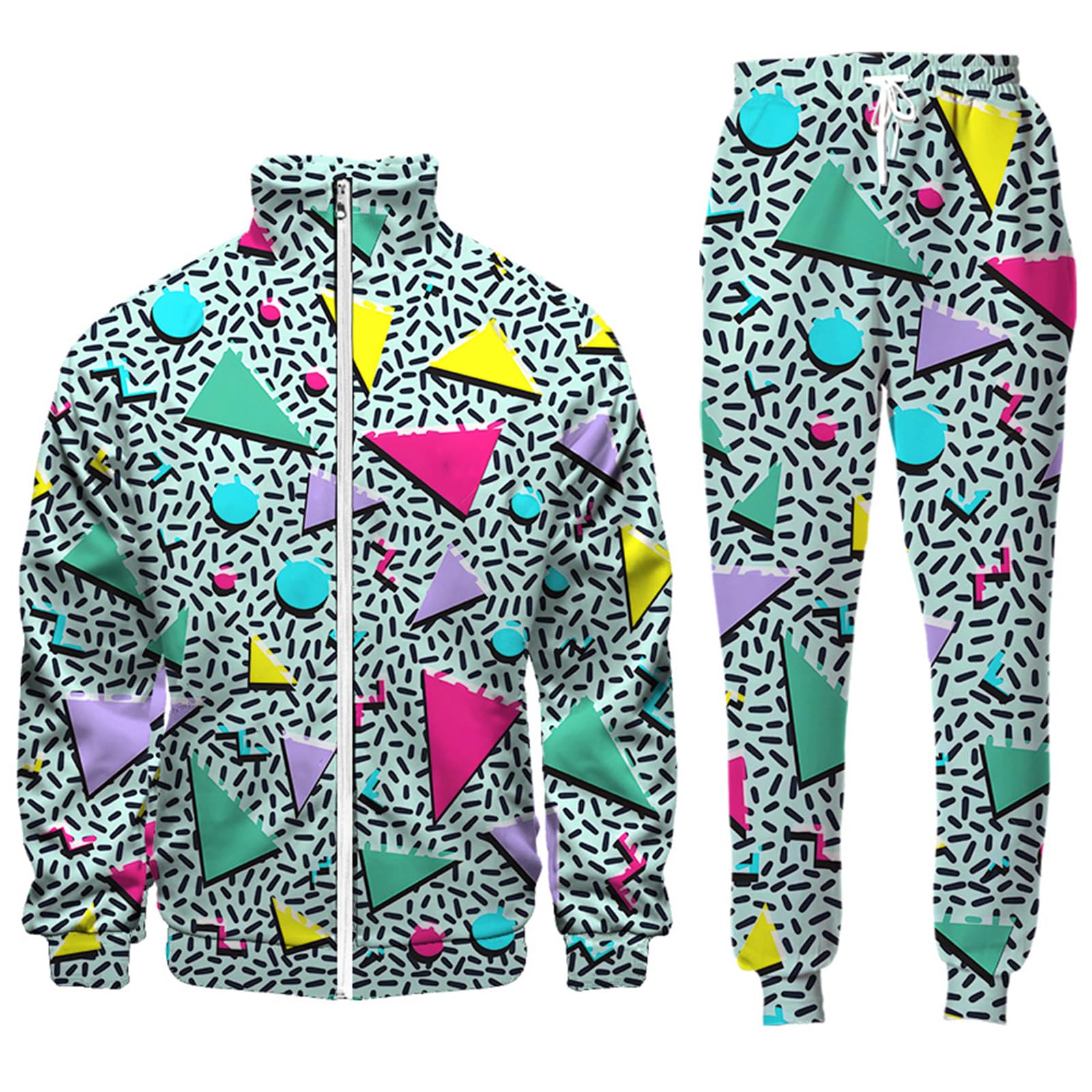 Arssm Retro 80s 90s Vintage Tracksuit Set for Men - Classic Jacket & Joggers Sweatpants | 80s Inspired Streetwear | Perfect for Casual Wear, Hip Hop Fashion & Throwback Parties