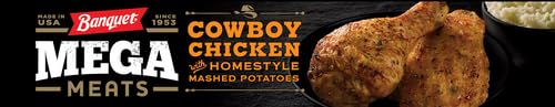 Banquet Mega Meats Cowboy Chicken with Homestyle Mashed Potatoes - 13.4 oz Frozen Dinner | Quick & Easy Microwave Meal for Busy Weeknights & Family Dinners