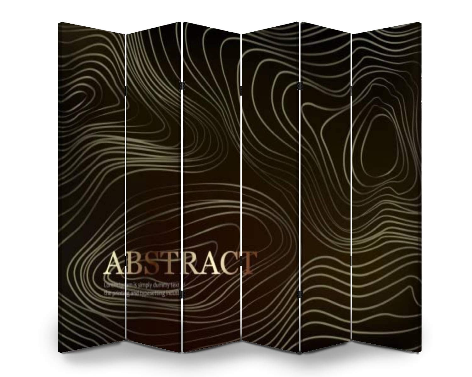 6-Panel Folding Room Divider Screen - Abstract Golden Line Pattern Privacy Partition for Indoor/Outdoor Use | Freestanding Protective Wall Separator for Home, Office, and Event Spaces