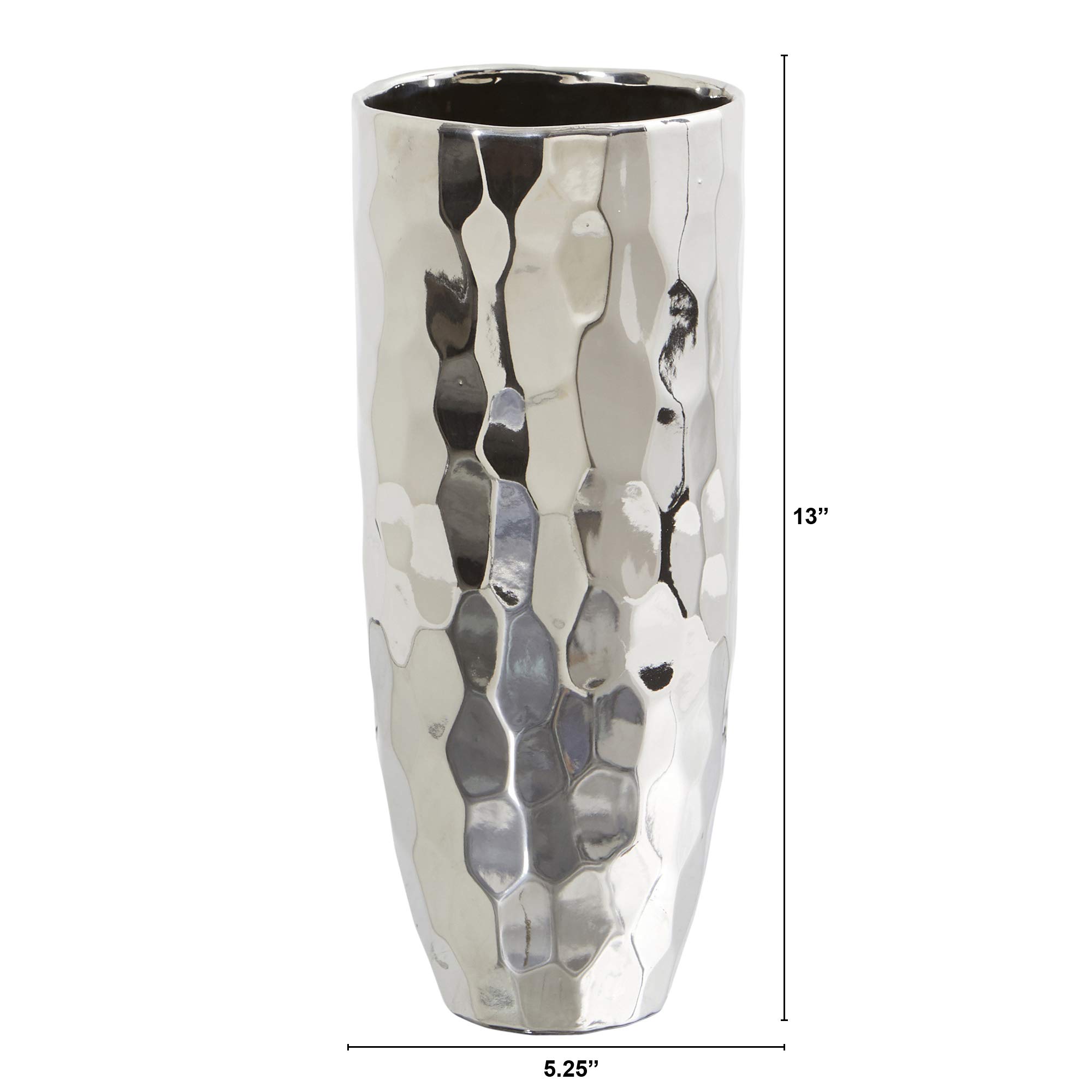 Nearly Natural 13 Inch Silver Cylinder Vase - Elegant White Home Decor for Centerpieces, Weddings & Modern Interior Design