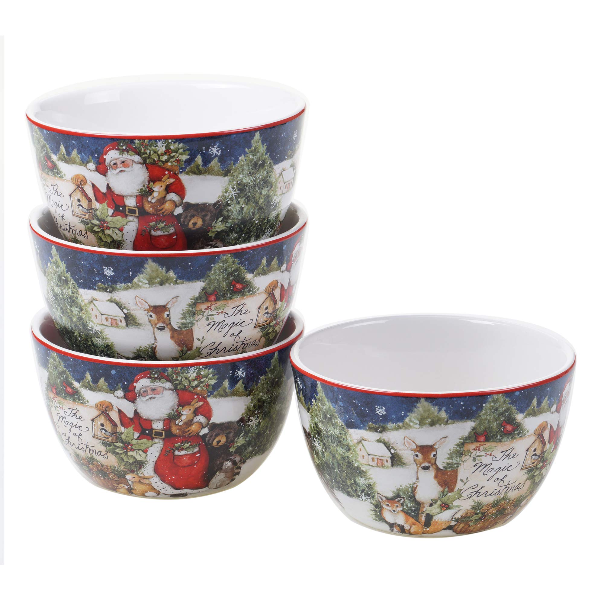 Certified International Magic of Christmas Santa 16-Piece Dinnerware Set - Service for 4, Multicolor Holiday Tableware for Festive Dining & Christmas Parties