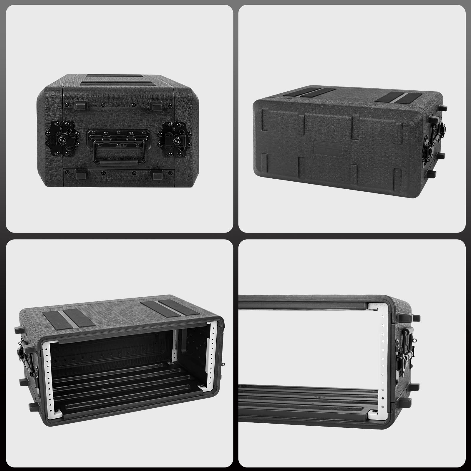 4U Rack Mount Case - Heavy Duty Molded Amplifier Road Case for Pro Audio, PA, DJ Equipment - Waterproof Protective Hard Shell with Custom Foam for Wireless Mic Systems, Amps, Effects, Mixers - Perfect for Live Gigs, Studio & Travel