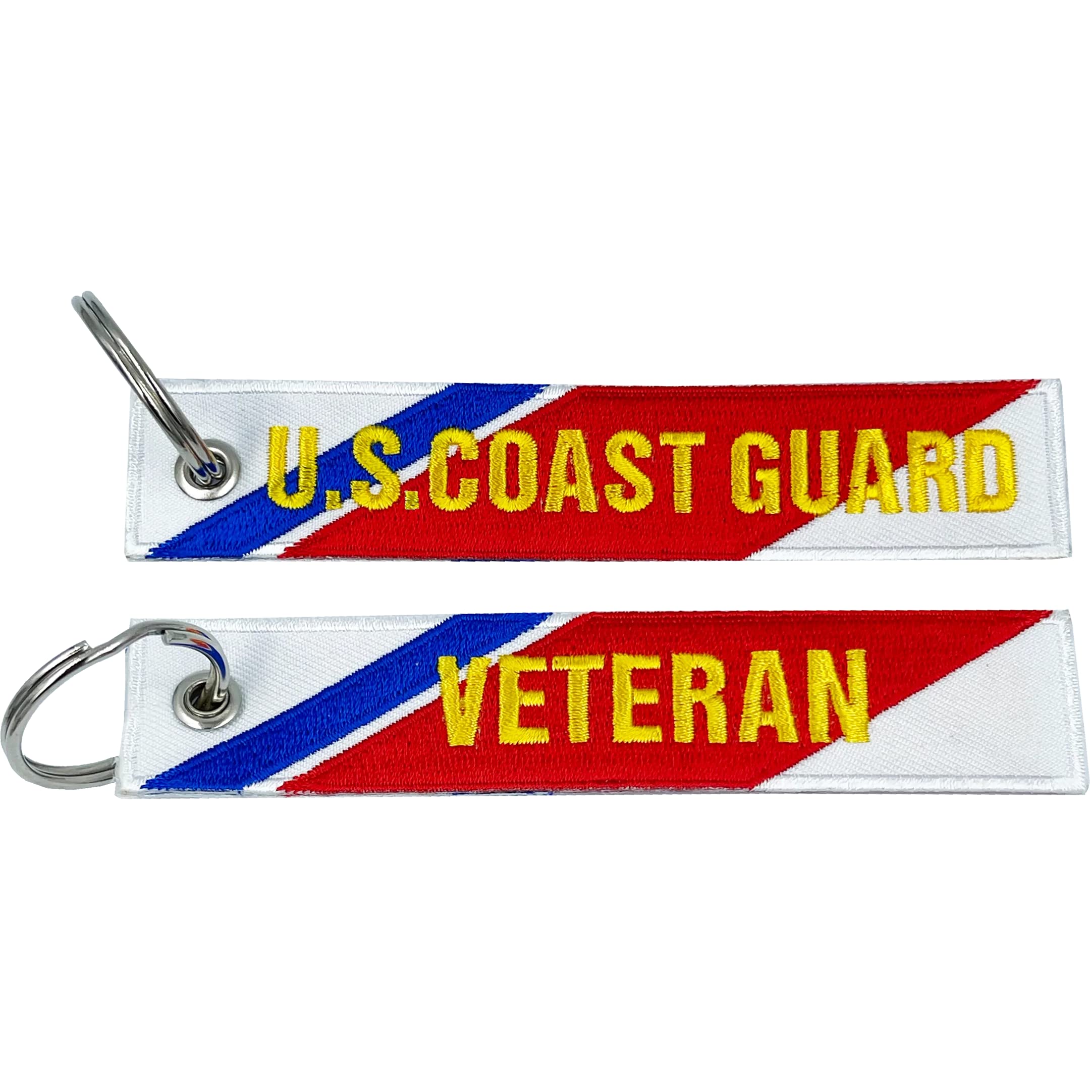 USCG Embroidered Coast Guard Veteran Challenge Coin Keychain - BL15-024 | Patriotic Military Gift for Veterans, Luggage Tag & Everyday Carry Accessory